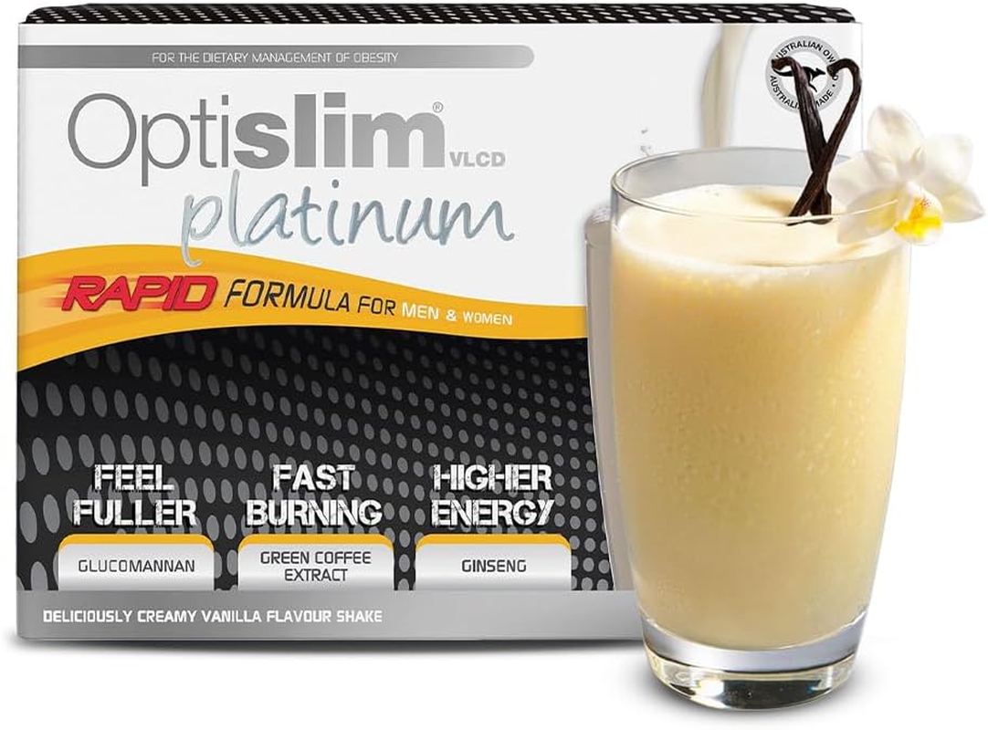Optislim VLCD Platinum Shake, Meal Replacement, Formulated for Accelerated Weight Loss, with 10G High Protein and Ginseng, 25 Vitamins and Minerals per Serving - Vanilla Flavour - 21 X 25G Sachet image number 4