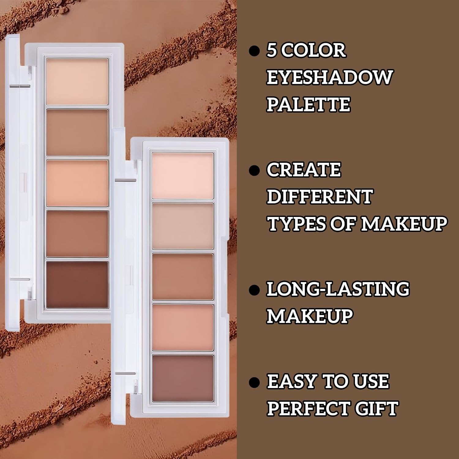 5 Colors Cream Eyeshadow Palette, Daily Nude Eye Shadow Pallet Powder Long-Lasting Coloring, High Pigmented Ultra-Mix Cosmetic Palette, Versatile Delicate Matte Eye Makeup for Women Girls image number 6