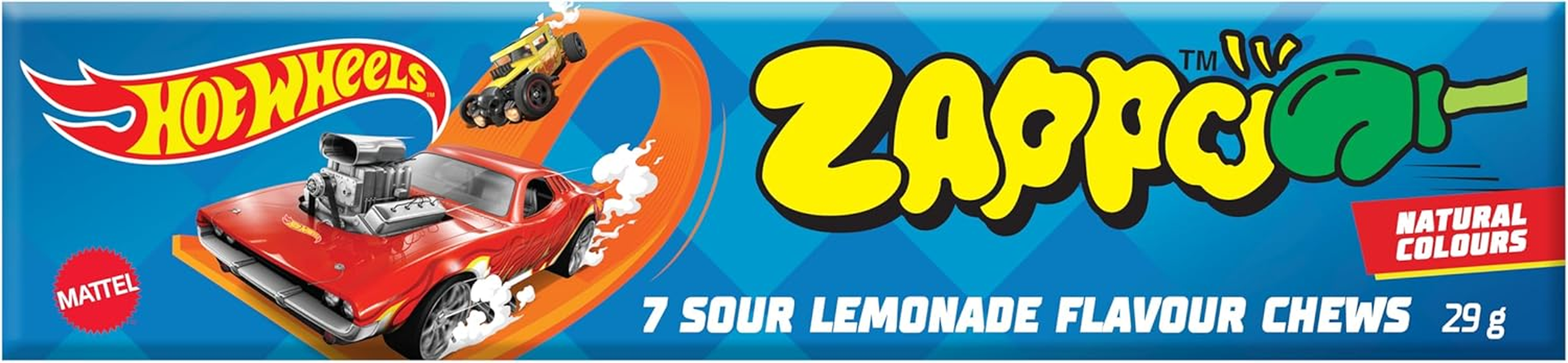 Zappo - Hot Wheels Sour Lemonade Flavour Chews - Lemon - 30 X 29 G - Halloween Trick-Or-Treat Lollies image number 1