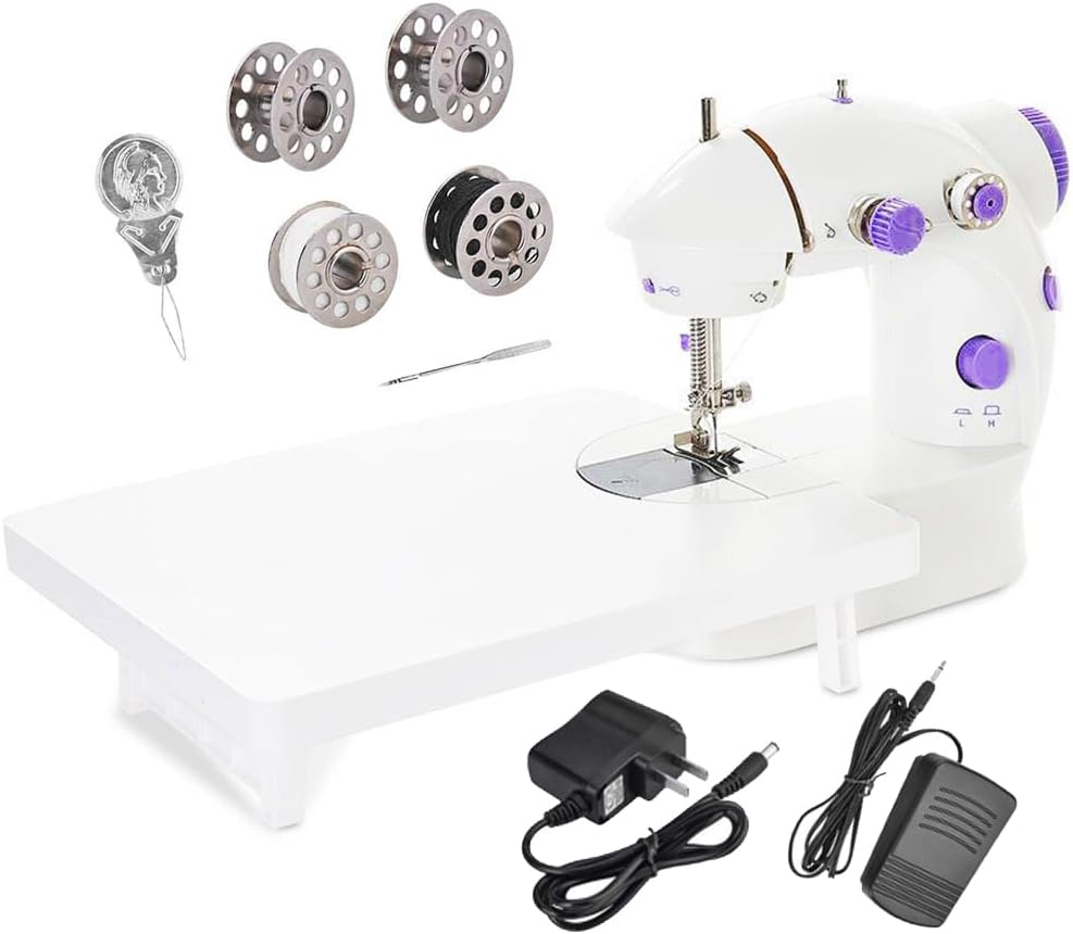 Mini Sewing Machine for Beginner, Dual Speed Portable Electric Sewing Machine with Extension Table, Light, Sewing Kit for Household, Travel Automatic Sewing Machine image number 1