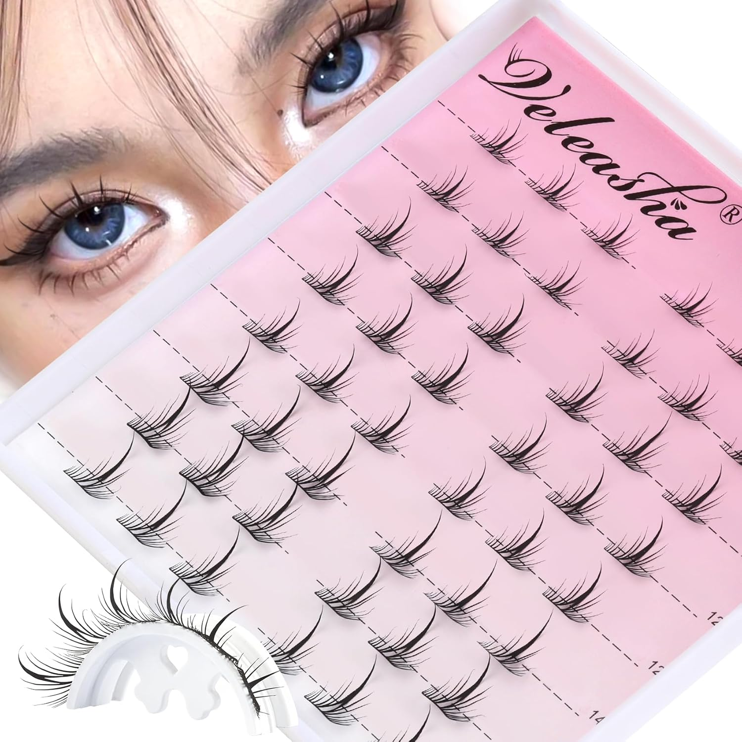 Veleasha Manga Lash Clusters Wispy Anime Cluster Lashes Laser Tech Spiky Design Eyelashes Cluster 10-14 Mm Super Lightweight DIY Eyelash Clusters (Petalsway) image number 1