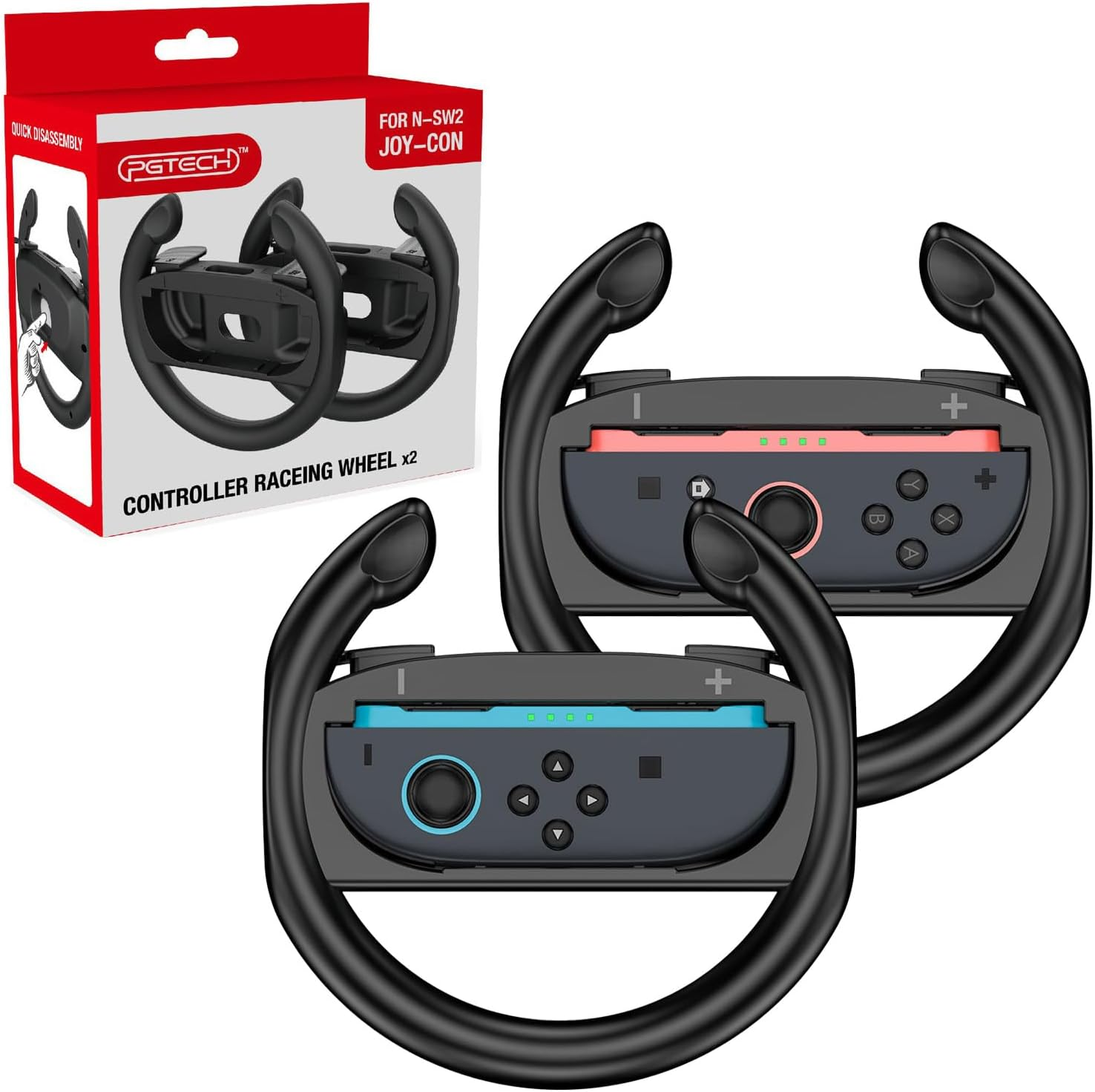 2 Pack Steering Wheels Compatible with Nintendo Switch 2, Racing Wheels for NS2 Mario Kart World/ 8 Deluxe with Anti-Slip Grip & Plug-And-Play, Universal Wheel Accessories Compatible with Switch New Gen - Gifts for Boys, Girls