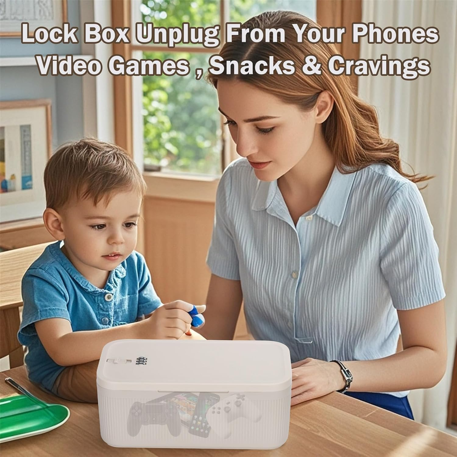 Lockable Storage Box, Locking Medicine Box, Cell Phone Locked Jail, Food Smell Proof Lockbox, Containers for Personal Refrigerator Home Office Organization Travel Gift,24 * 13 * 10Cm (Beige) image number 3