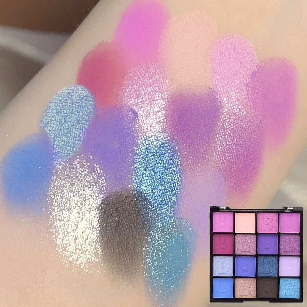 1 Box 16 Color Eyeshadow Makeup Palette Eyeshadow Palette,16 Color Glitter Matte Eye Shadow Pallets,16 Color Eye Makeup Shimmer Highly Pigmented Palette,Purple Blue Eyeshadow Palette Eye Shadow Pallet