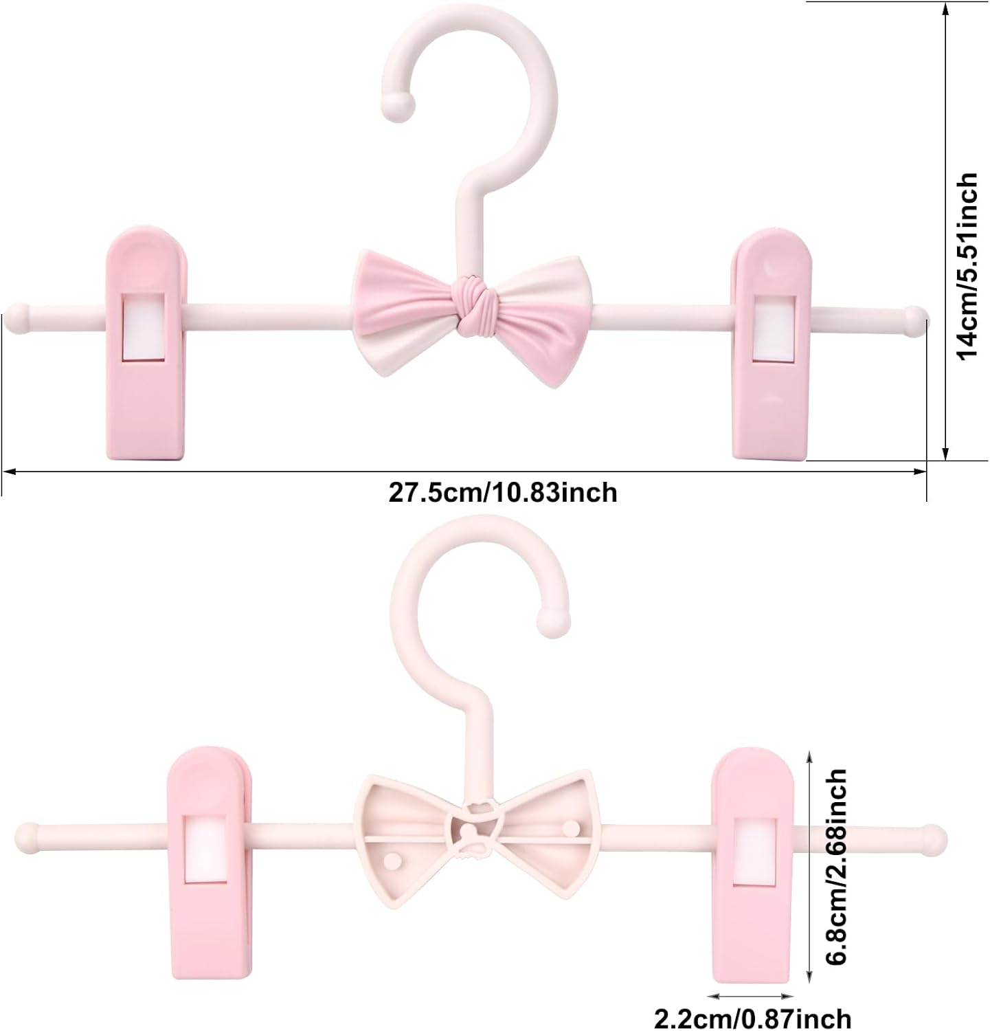 10 PCS Hangers with Finger Clips, Baby Hangers with Adjustable Clips, Trousers Hangers with Clips, Coat Hangers, Kids Hangers with Clips, Non-Slip Clothes Hanger for Babies and Kids (Pink) image number 4