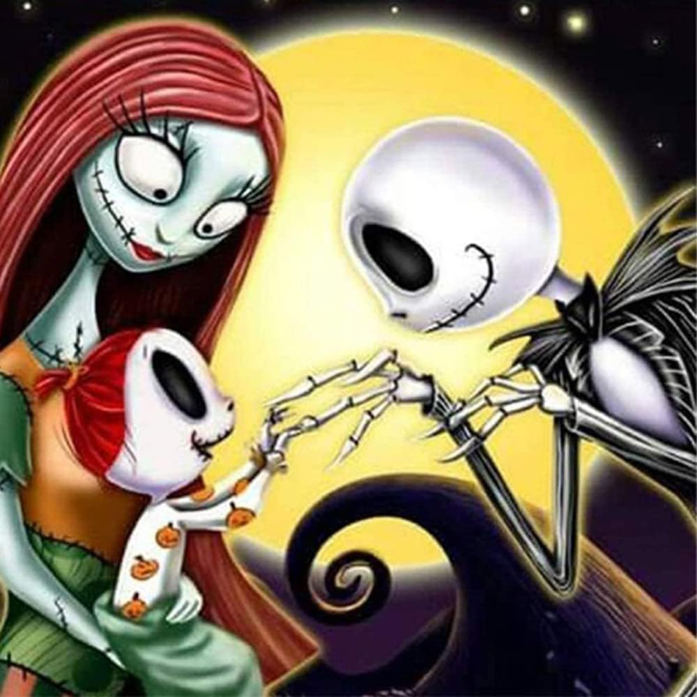 5D DIY Diamond Painting Kits, for Kids & Adults,Cartoon Skull Diamond Painting round Full Drill Diamond Point Art Crafts Home Wall Decoration 15.8 X 15.8Inch image number 3