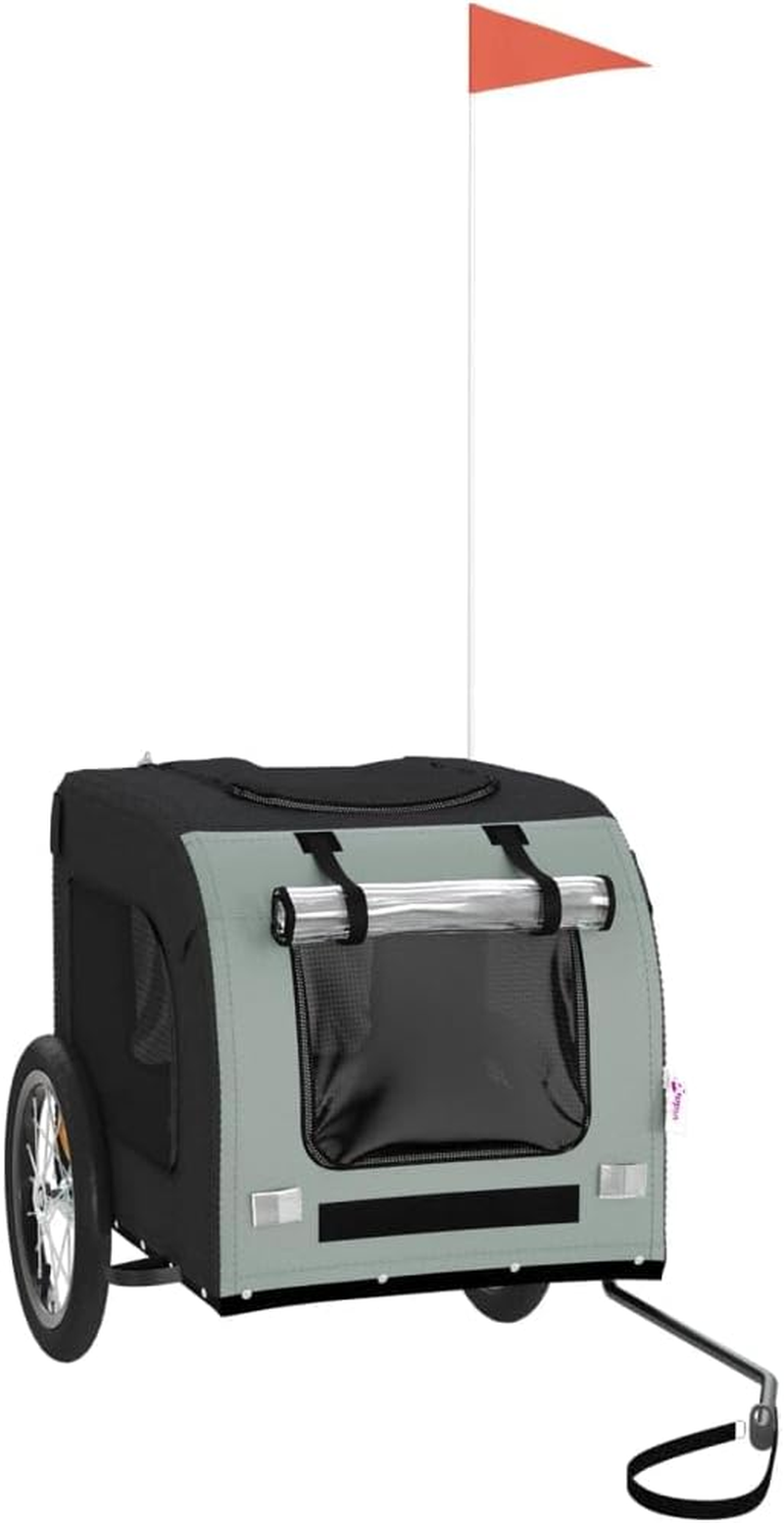 Vidaxl Pet Bike Trailer/Stroller in Blue/Grey - Oxford Fabric with Iron Frame, Multiple Access Points, Ventilated, Smooth-Riding Wheels, Versatile Cargo Carrier