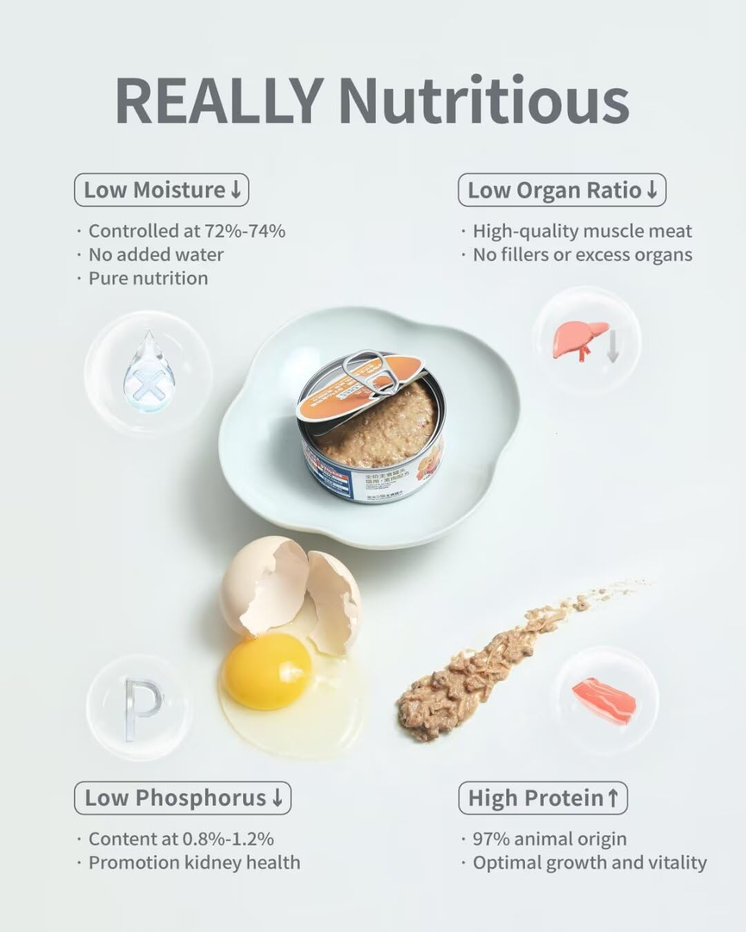 Rabbit Recipe Wet Cat Food, Grain Free - BPA Free - Natural Raw Cat Pate Food (Pack of 6) 3.5 Ounce Cans image number 3