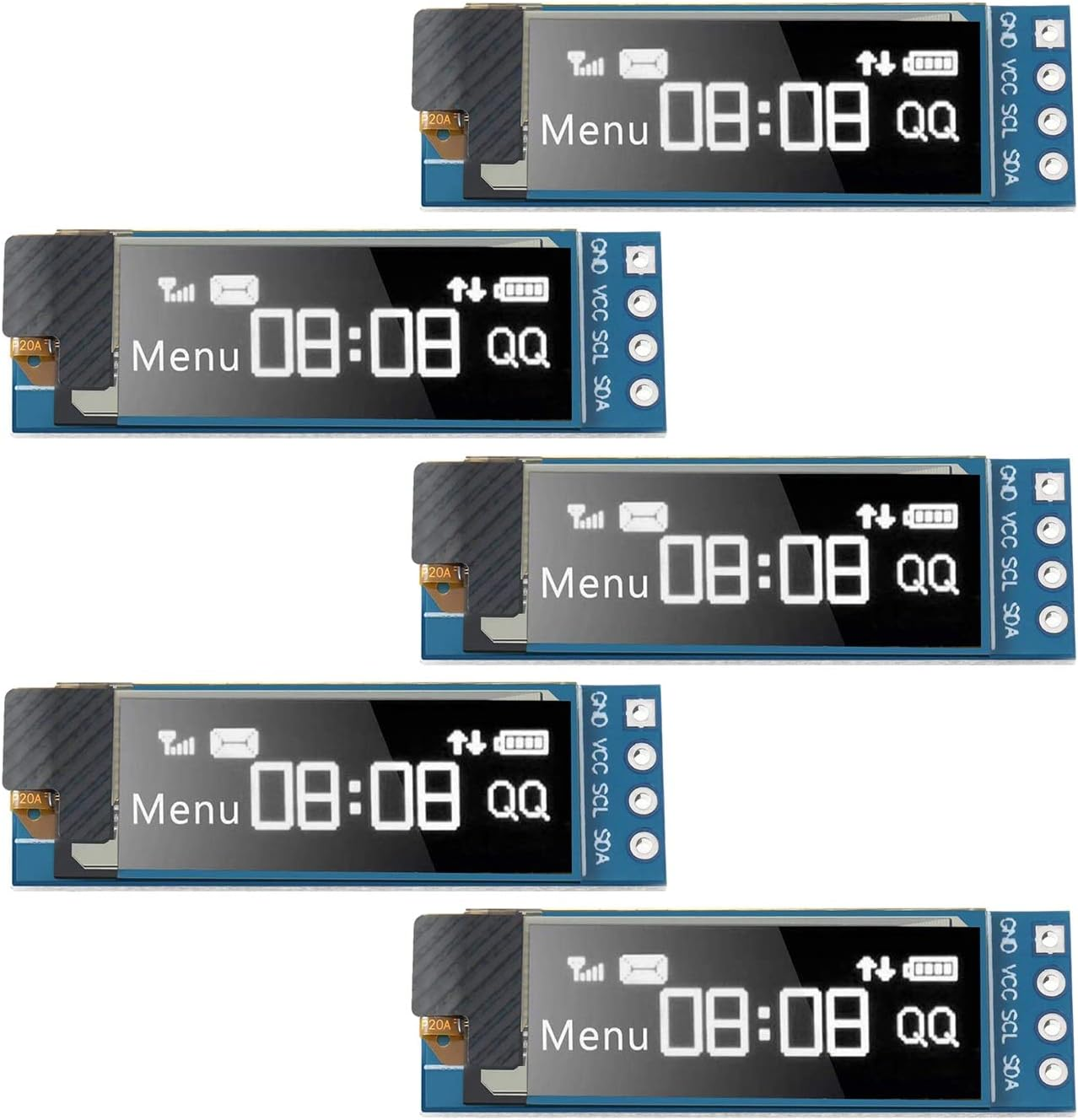 5 Pieces I2C Display Module 0.91 Inch I2C OLED Display Module I2C OLED Screen DC 3.3V-5V(White Light) image number 3