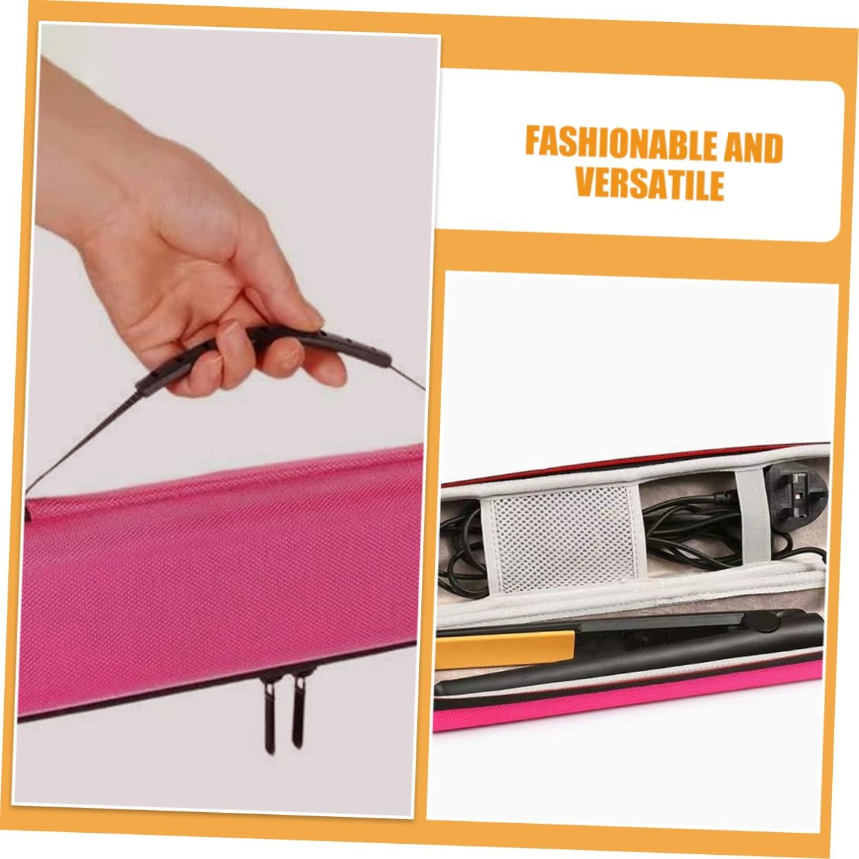 HEATSHAKING Portable Hair Tools Organizer Case Stylish Hard Travel Storage for Hair Straightener Curling Iron Hair Dryer Accessories Lightweight Impact Resistant Design image number 4