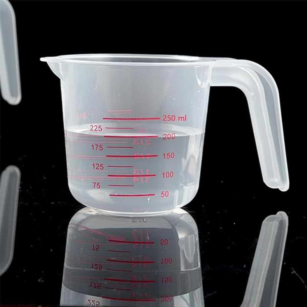 3 Pack Measuring Cup Set,250Ml 500ML 1000ML Clear Measuring Cup for Cooking Baking, Plastic Measuring Jug BPA Free Stackable Plastic Jugs with Handle, Easy to Read Measurements, Cook with Accuracy image number 6