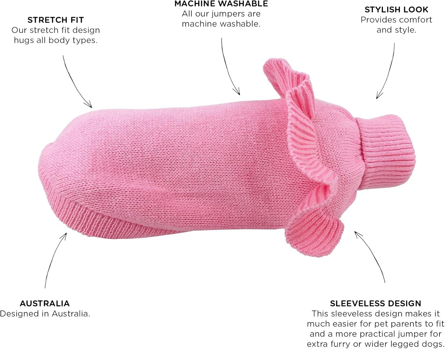 Huskimo Frill Knit Dog Jumper, Bubblegum, 40Cm image number 5