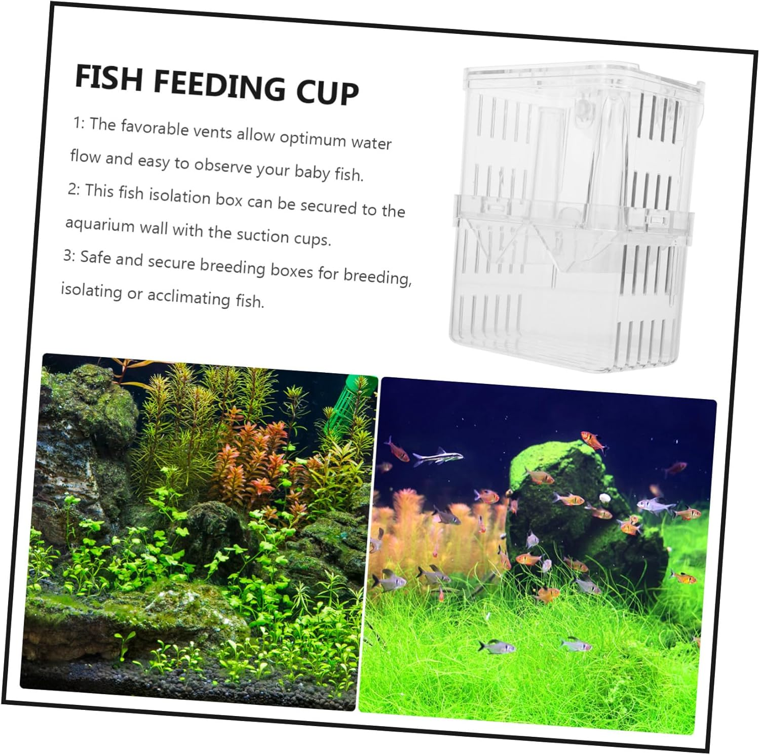 2Pcs Fish Breeding Isolation Box Double-Layer Aquarium Hatchery Container Large Size with Suction Cup for Fry Rearing and Fish Tank Separation in Aquatic Pet Breeding Random Color image number 1