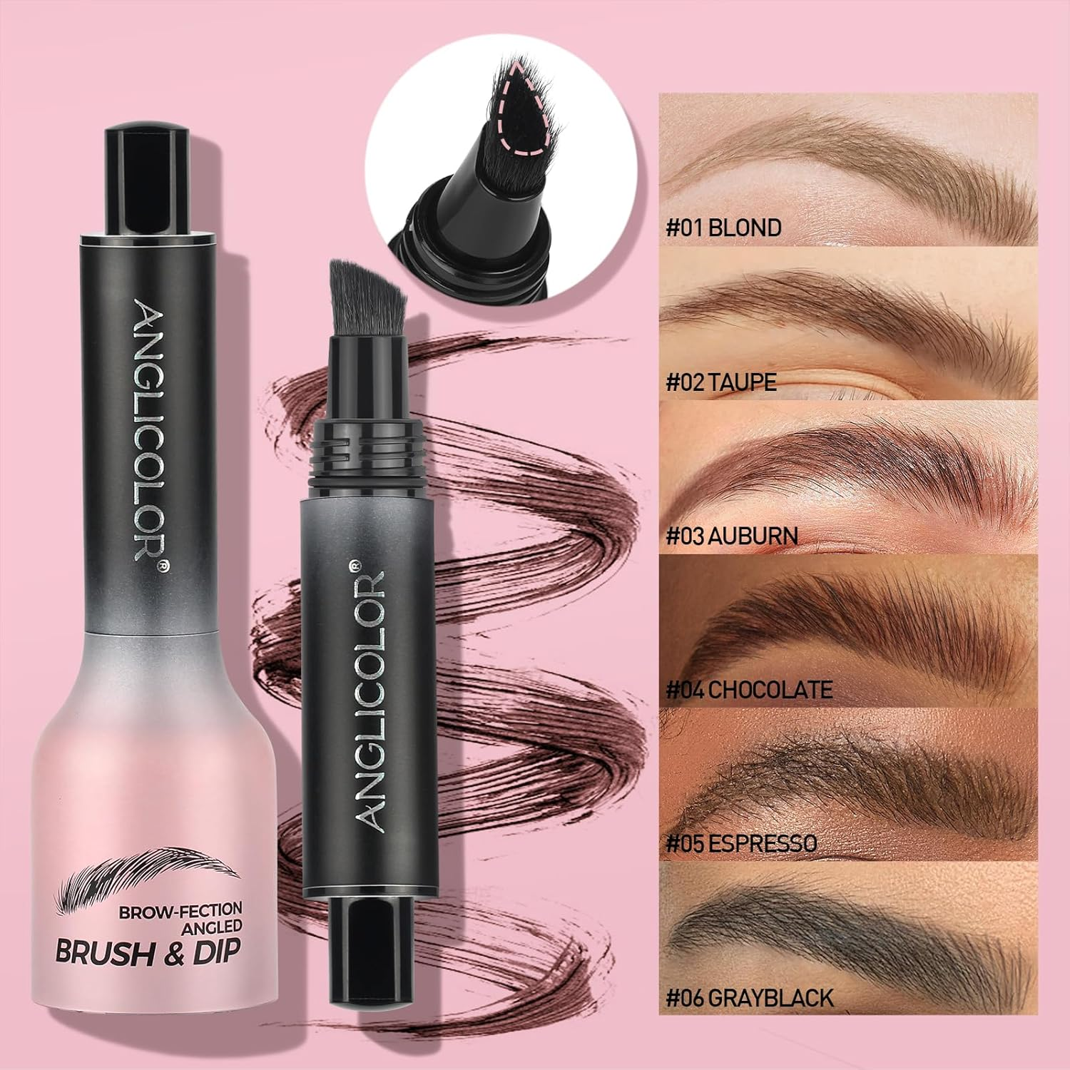 Anglicolor Upgrade Eyebrow Gel Pen Long Lasting,Waterproof Eyebrow Pen,Eyebrow Pen Natural Look,Multi-Use,Angled Square Brush,Quick Drying,Antifouling,Anti-Wrinkle,High Color Rendering,Compact Carry (#03Auburn) image number 1