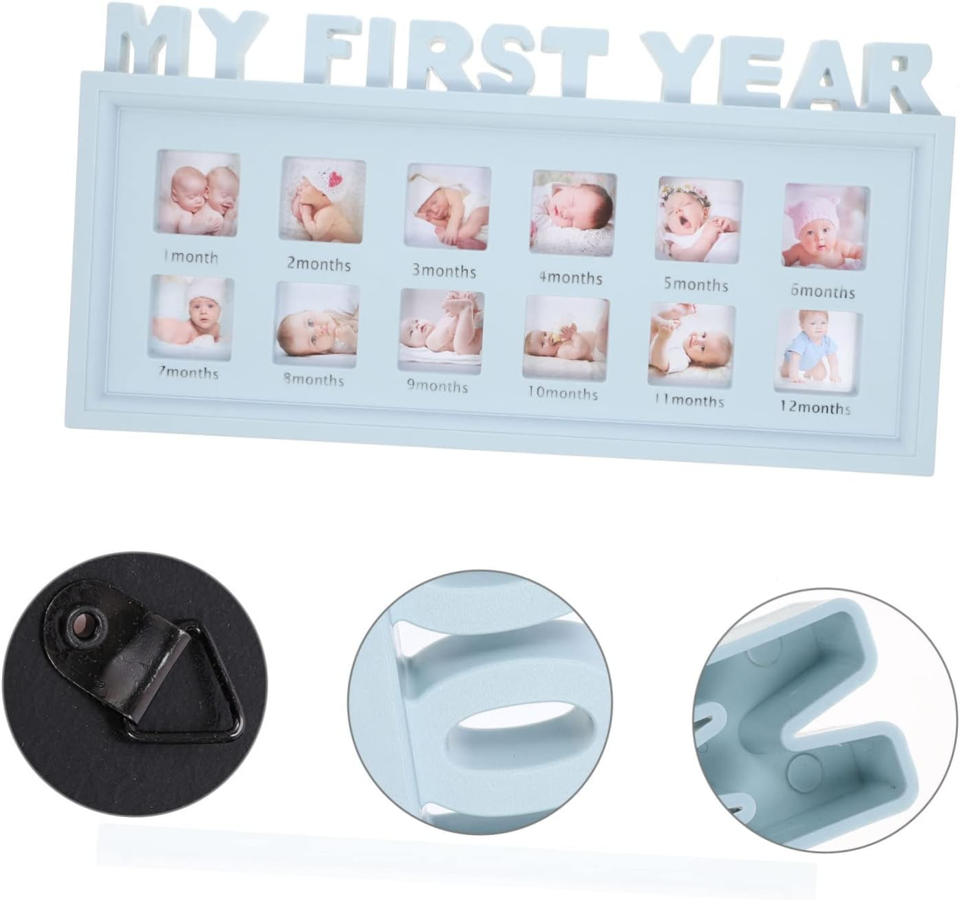 MERRYHAPY Keepsake Photo Frame for Months Growth Milestone Photo Holder for Newborn Shower Decorations Creative Display for First Year Memories image number 6