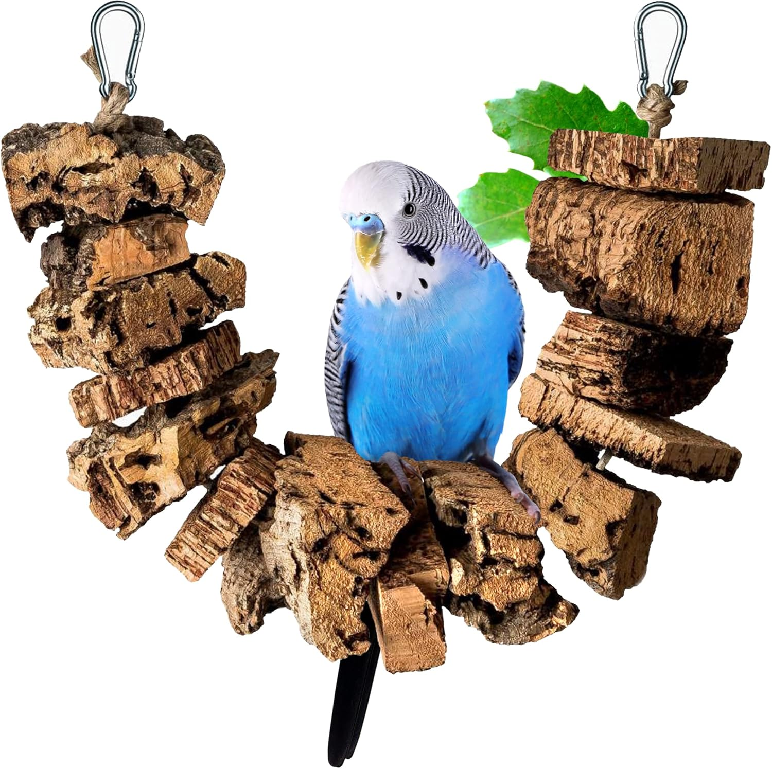 Bird Swing for Nibbling Made of Cork Bark 40 Cm Toy for Birds Natural Material Cork image number 3