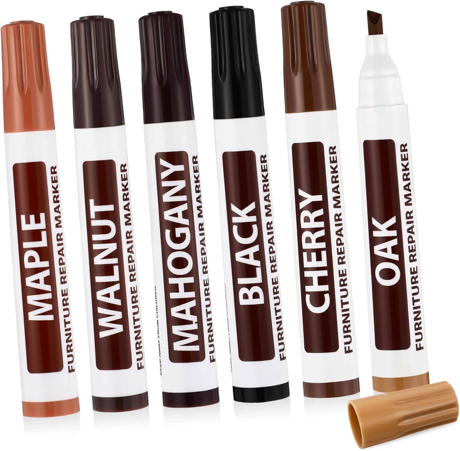 Furniture Touch up Markers 6Pcs Set Oil-Based Furniture Repair Pens Scratch Concealing Touch up Marker Kit for Cabinets Floors and Tables image number 3