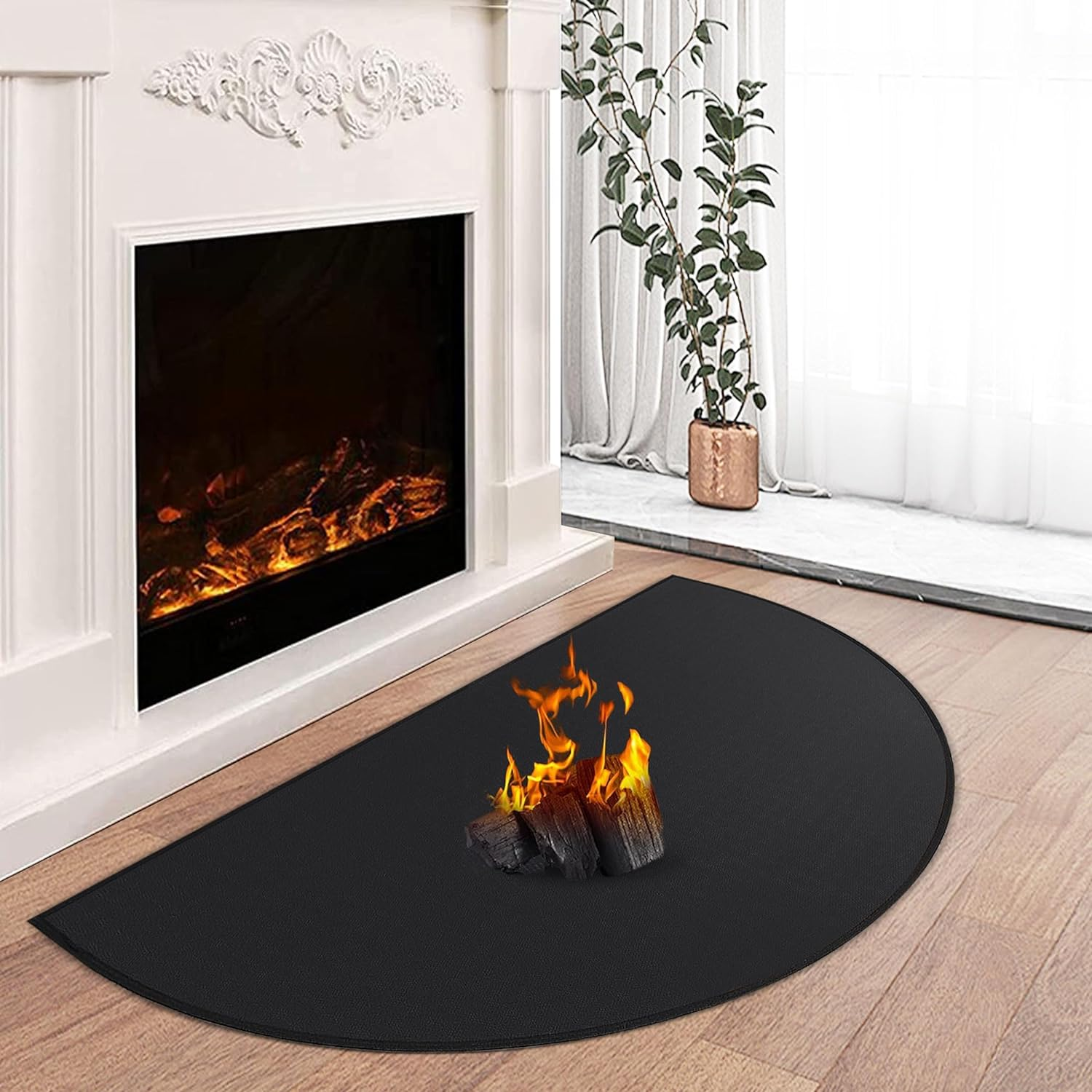 Hearth Rugs for Fireplaces Fire Resistant, 59 X 32 Inch Fireproof Fireplace Mat Hearth Rug, Hearth Pads for Wood Stove Fireplace Indoor Outdoor, Protect Floors Carpets from Sparks Embers-Brown, 1Mm