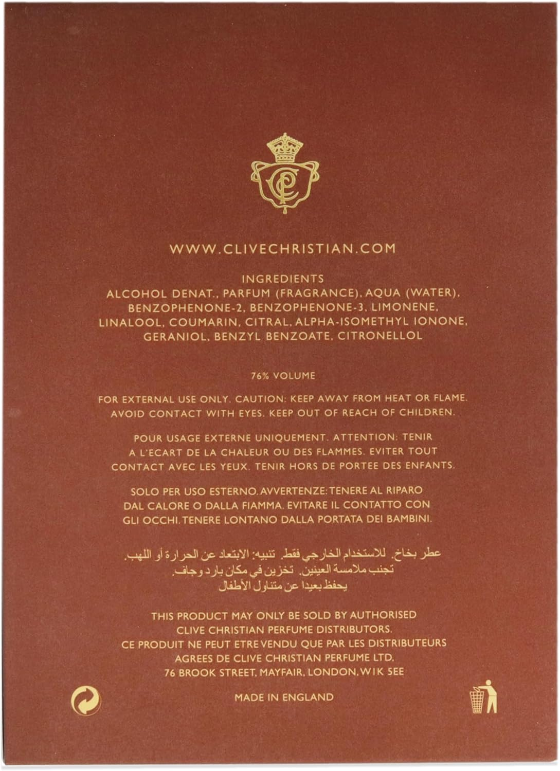 Clive Christian V Amber Fougere Eau De Parfum Spray for Men, 50 Ml