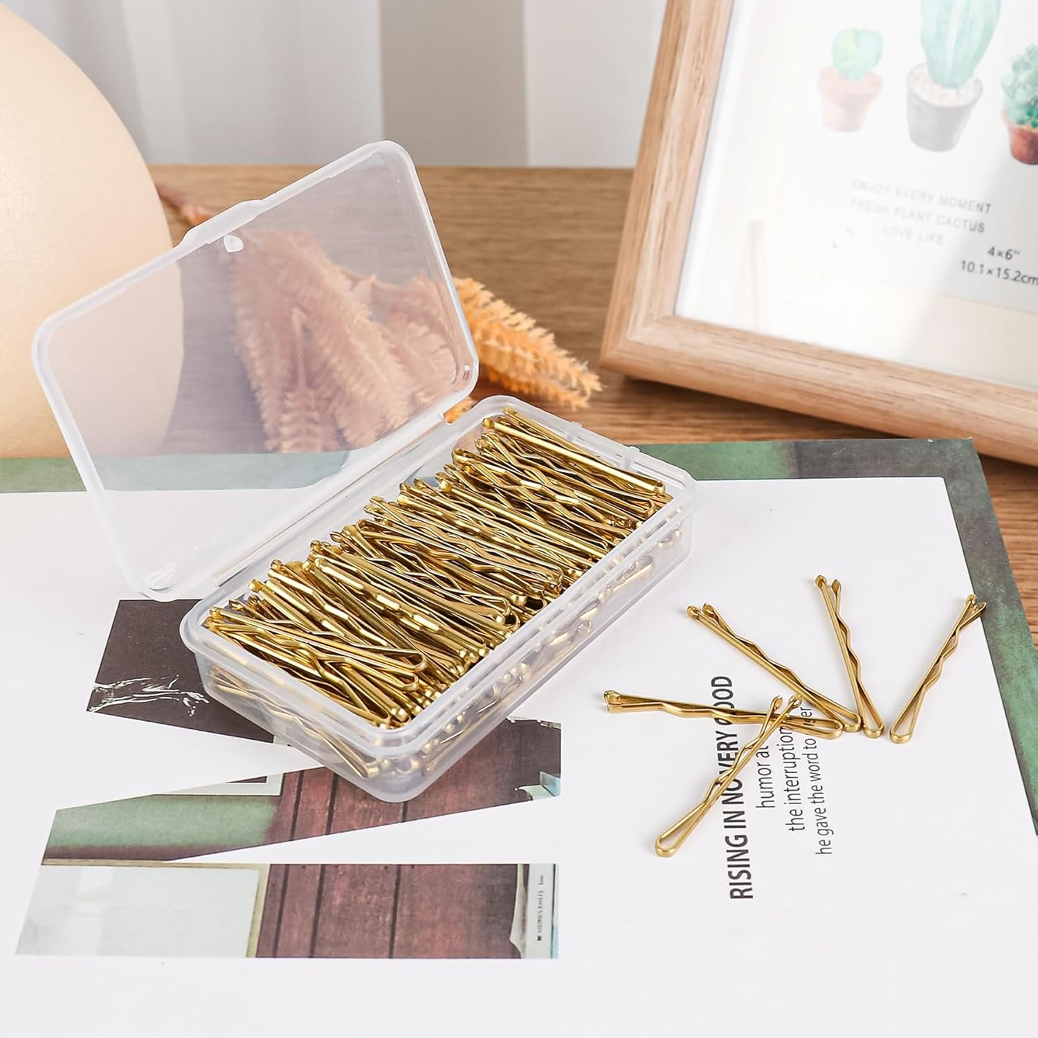 100 Pcs Bobby Pins Blonde, 2.2Inch Medium Wavy Gold Hair Pins, All Hairstyles Strong Grip and Pain Free Pins for Girls Women with Storage Box image number 5