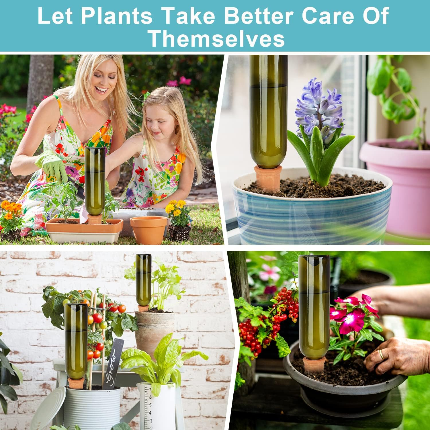 Family Plant Watering Stakes10 Pack Automatic Plant Waterers for Vacations, Plant Watering Devices Terracotta Self Watering Spikes for Wine Bottles Great Plant Nanny for Indoor & Outdoor Plants image number 4