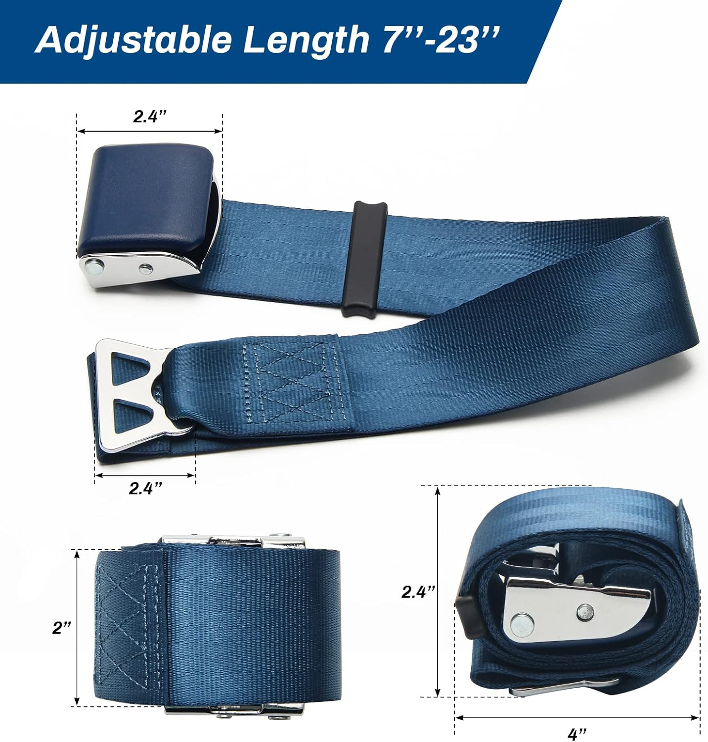 Coolrunner Airplane Seat Belt Extender, Adjustable 7-32" Airplane Seatbelt Extender - FITS MOST Airlines - Free Carrying Case (Blue)