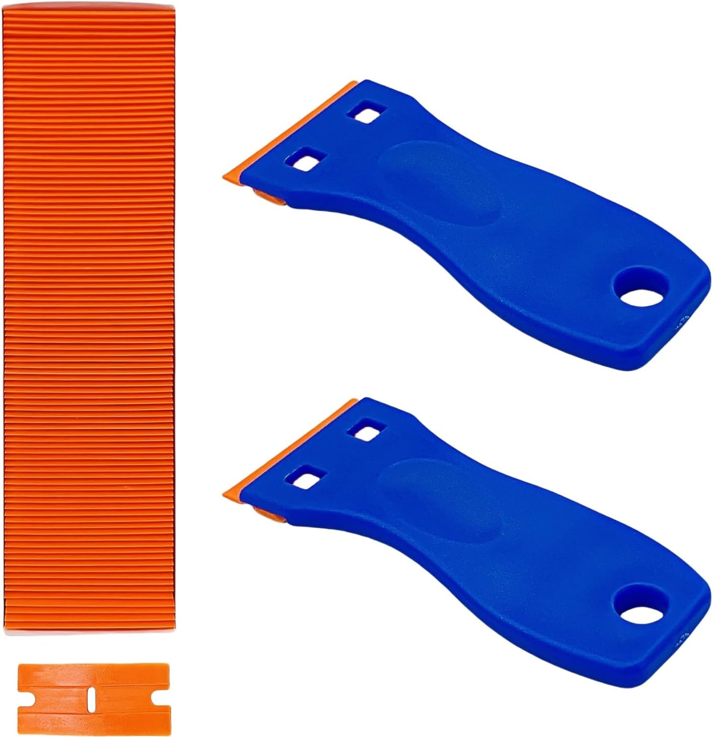 Castaic Plastic Razor Blade Scraper Tool,2Pcs Scraper Tool with 100PCS Plastic Blades,Scratch-Free Plastic Scraper for Scraping Labels,Stickers and Decals from Glass, Doors,Windshields (Set 1)