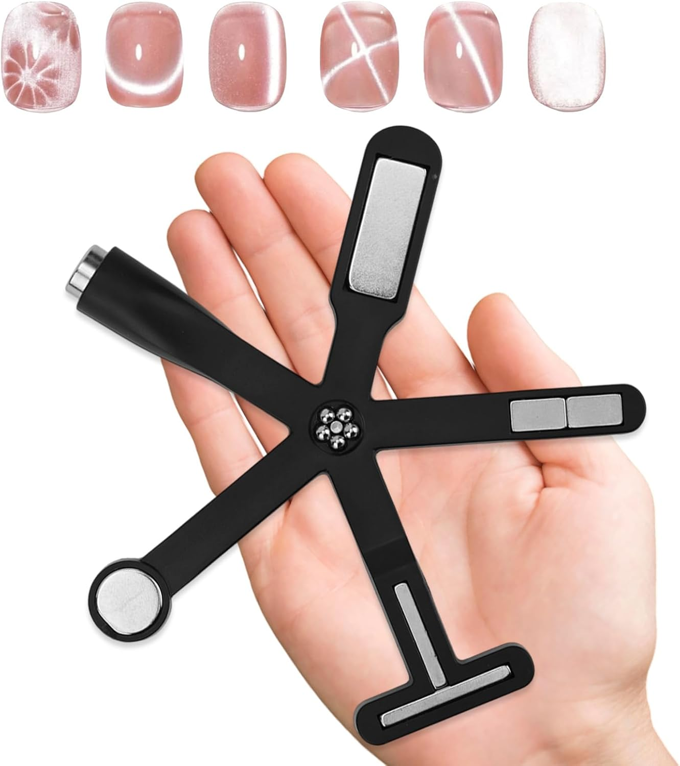 8 Pcs Cat Eye Magnet Set, 3-In-1 & 6-In-1 Magnet Double-Headed Magnetic Pen with Steel Ball Multifunctional Manicure Design Cat Eye Magnetic Tool for Home DIY Salon Studio (Green) image number 2