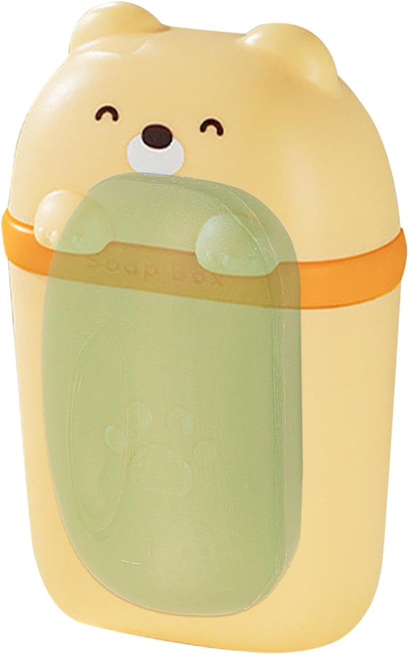 Solid Shampoo Bar Holder | Cleaner Bar Soap Holder,With Draining Shampoo Washing Bar Container Cute Bear Shape image number 6