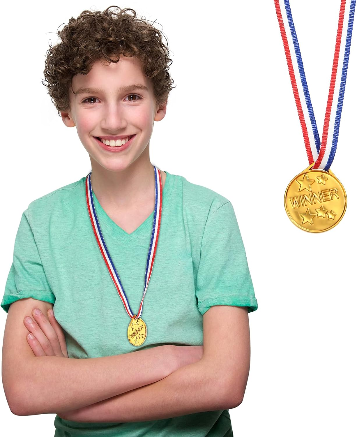 Gejoy 30 Pieces Gold Plastic Winner Award Medals, Award Medals, Gymnastics Field Day Awards Medals for Sports, Competition, Talent Show, Spelling Bee Birthday Party Favors Gifts image number 5