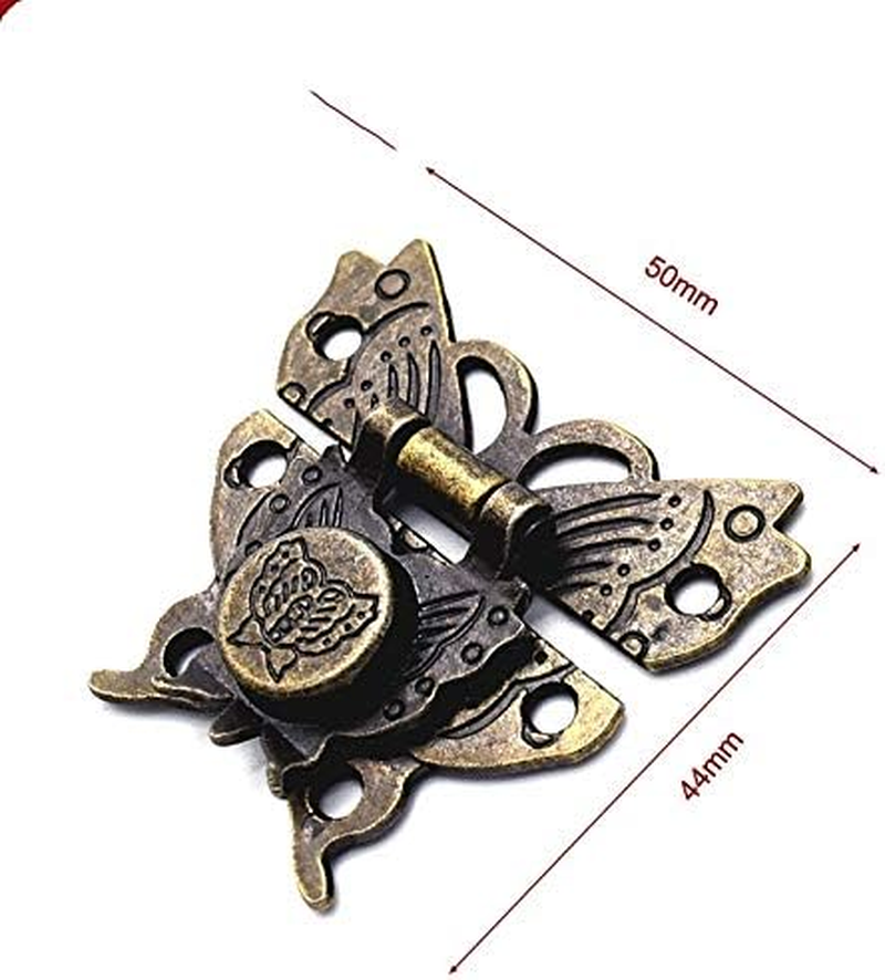 ODETOJOY 1Pc Antique Bronze Butterfly Cabinet Latches Hasp Pad Lock Clasp for Jewelry Wooden Box Case Chest Retro Vintage Decorative Mini Latch for Toolbox Gift Box Suitcase with Screws image number 1