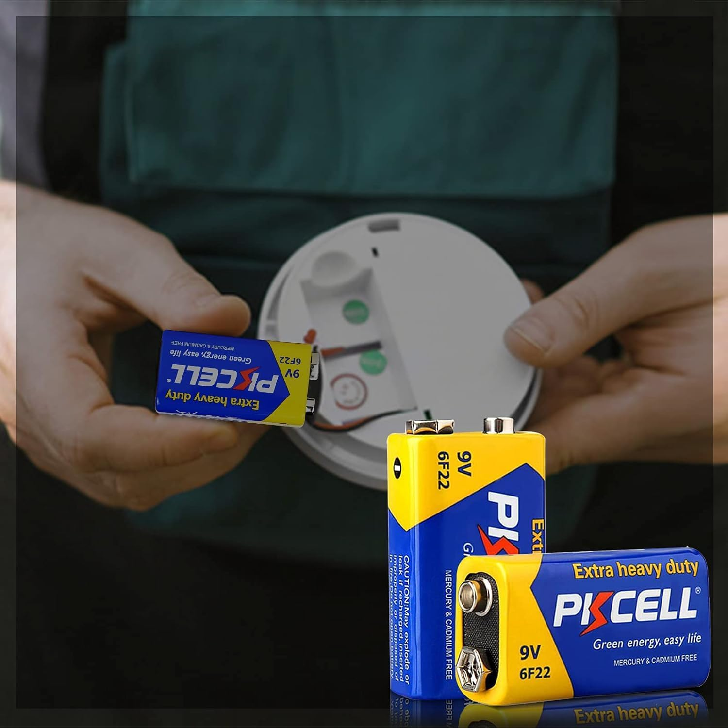 PKCELL Batteries 9V 6F22 High Performance Square Battery for Smoke Detectors, Remote Control Car, Pack of 24 image number 1