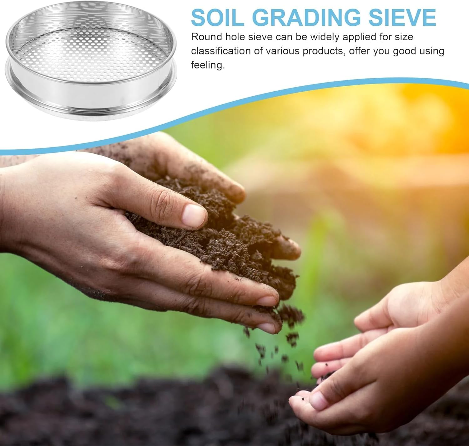 Garden Sieve Garden Riddle Soil Strainer Screen Kitchen Supply Household round Grading Sieve Gardening Tools image number 3