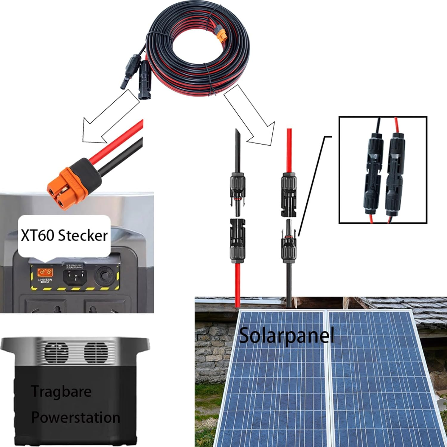 Xt60I Adapter to Solar Connector Cable 12AWG 50FT, Xt60I to Solar Panel Extension Cable 12 Gauge Compatible for Ecoflow Delta River Series Anker SOLIX Power Station (Xt60I 50FT) image number 1