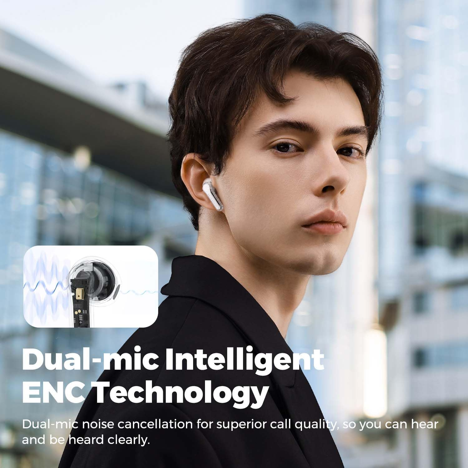 Wireless Earbuds, Soundpeats Clear Pods Bluetooth 5.3 Headphones, 13Mm Drives for Stereo Sound Earphones with 40H Playtime, Dual Mic with ENC for Clear Calls, Game Mode, App Control -Transparent - White image number 2