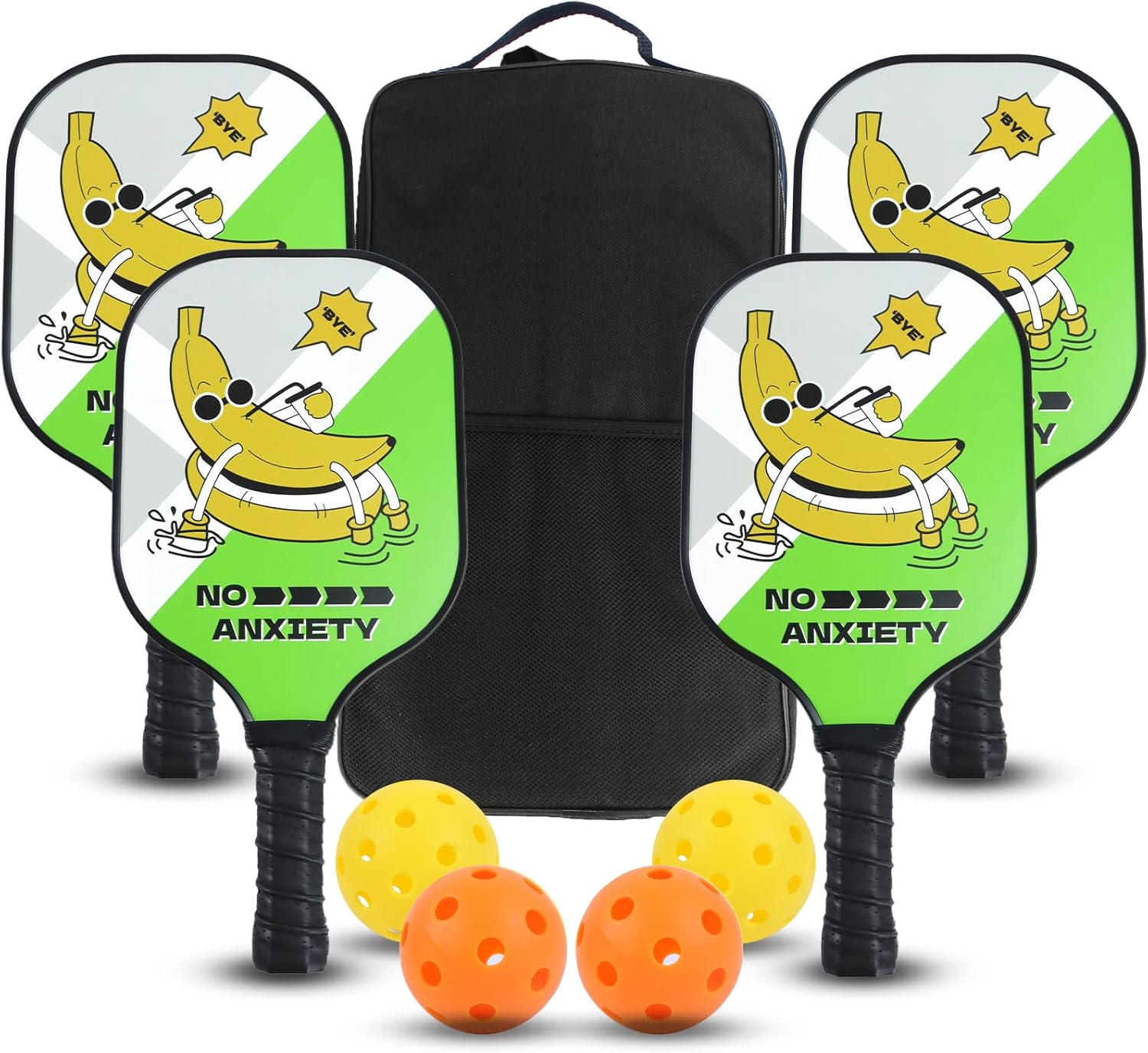 Pickleball Paddles Set of 4, USAPA Approved Pickleball Paddle, Lightweight 4 Pickle Ball Rackets, 4 Outdoor Indoor Pickleballs, 1 Pickleball Bag, Elite Performance for Leagues & Group Play