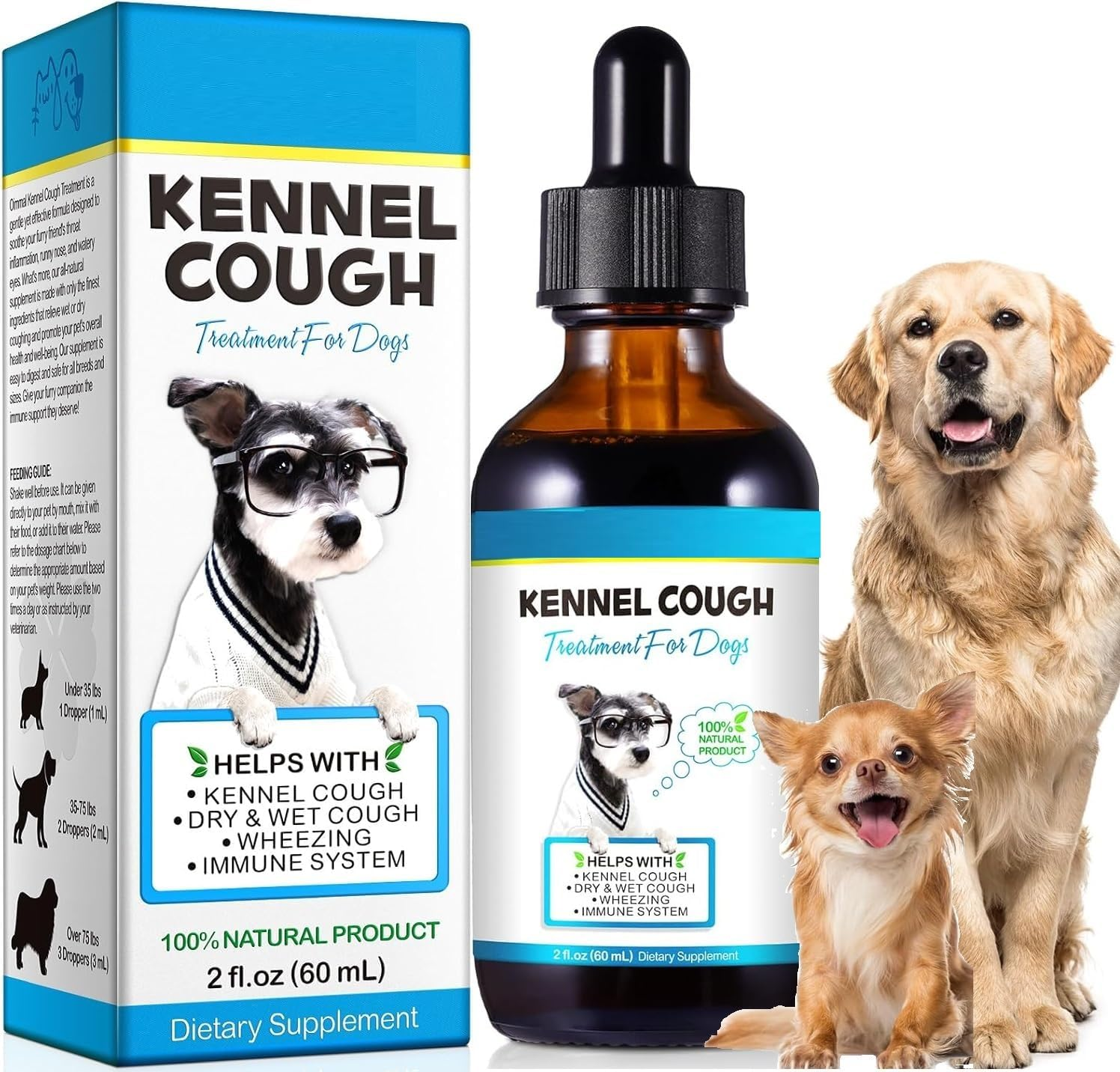 Natural Herbal Cough Drops for Dogs - Kennel Cough Relief & Respiratory Support - Soothes Dry/Wet Cough, Throat Congestion & Wheezing - All Breeds & Sizes - 60Ml Vet-Approved Formula image number 2