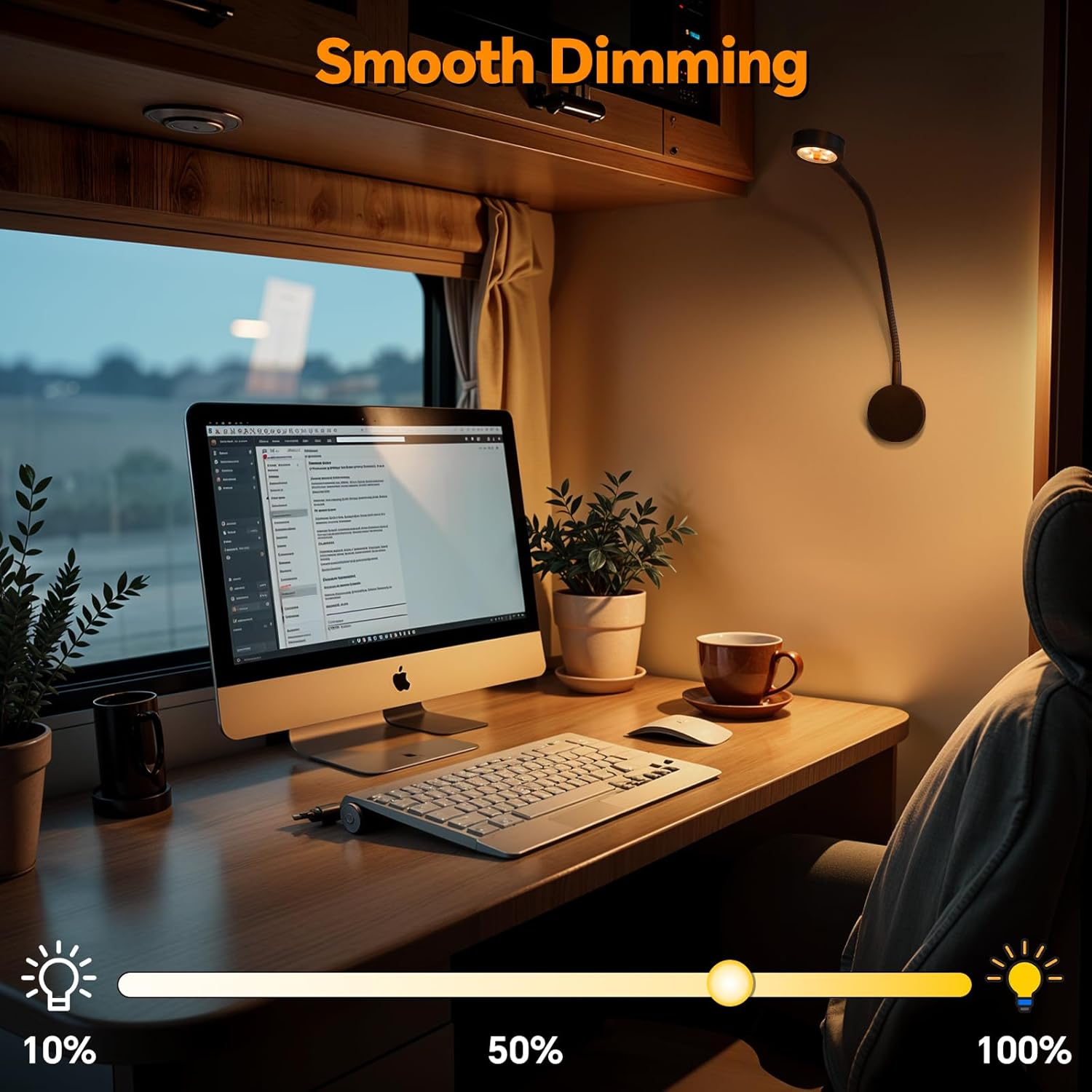 Obeaming 12V Reading Light RV Boat Flexible Spotlight, Built-In Dimmer Switch, Type C Charger, Red Night Light, 3200K DC12-24V Wall Light for Camper Van Caravan Yacht(Black) image number 4