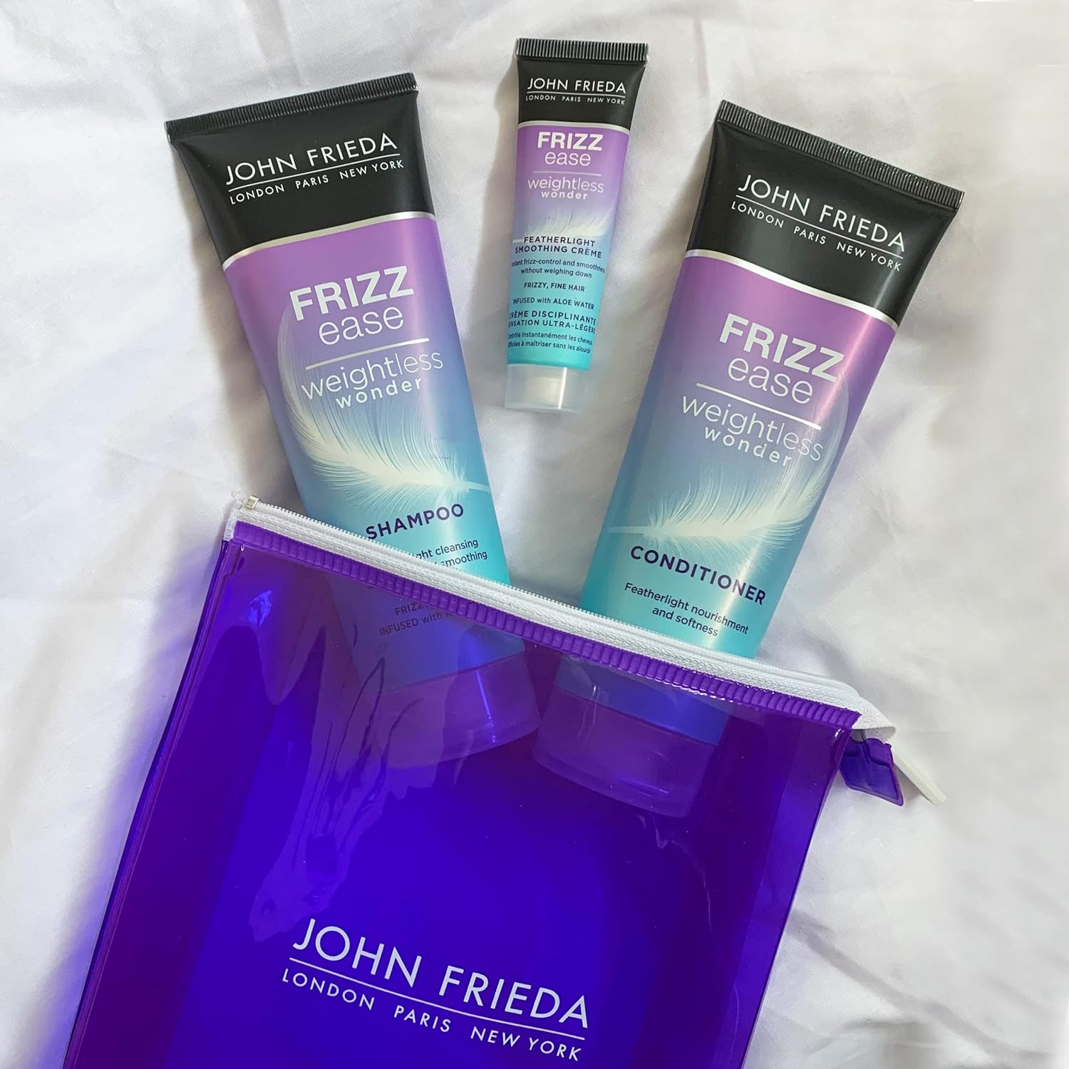 John Frieda Frizz Ease Weightless Wonder Gift Set - Shampoo, Conditioner & Styling Mini, Purple image number 1