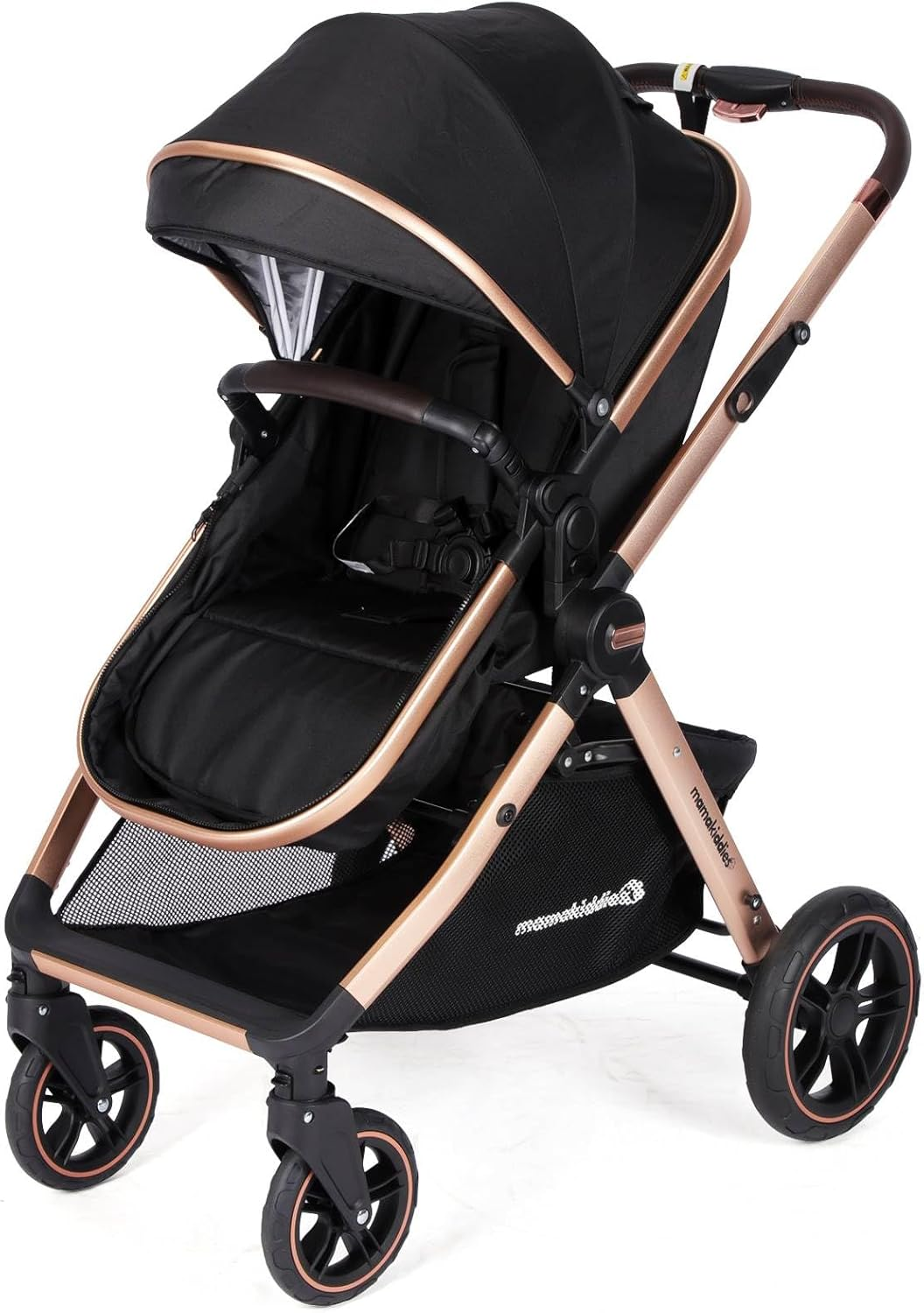 Mama Kiddies Pacto City Black Compact Convertible 2In1 Aluminium Alloy Pram Stroller Bassinet