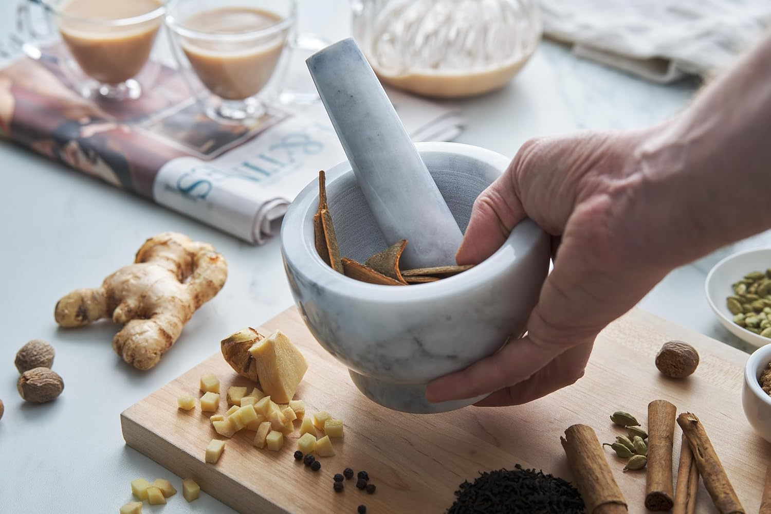 Avanti Marble Footed Mortar and Pestle 13Cm, White image number 5