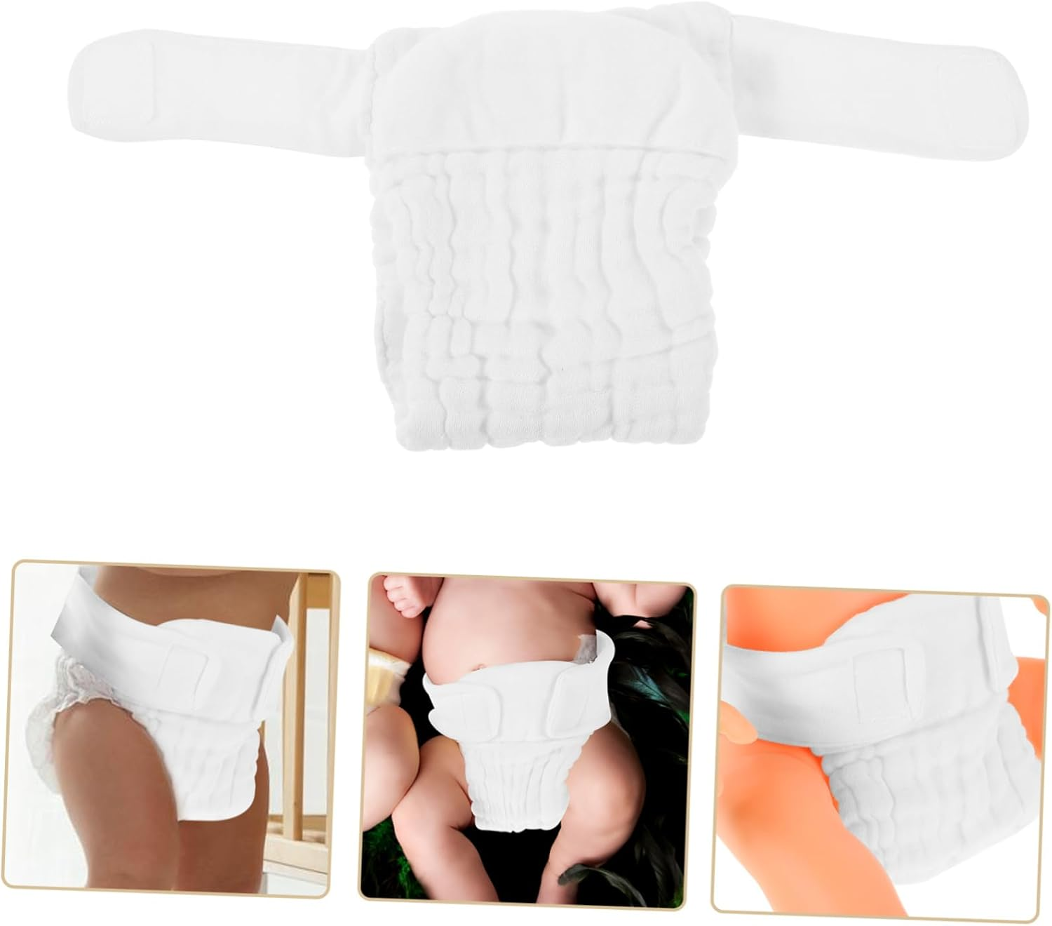 Healeved Cotton Newborn Diapers 3Pcs Baby Diaper Pants Washable Leak Prevention Soft Comfortable for Boys/Girls image number 2