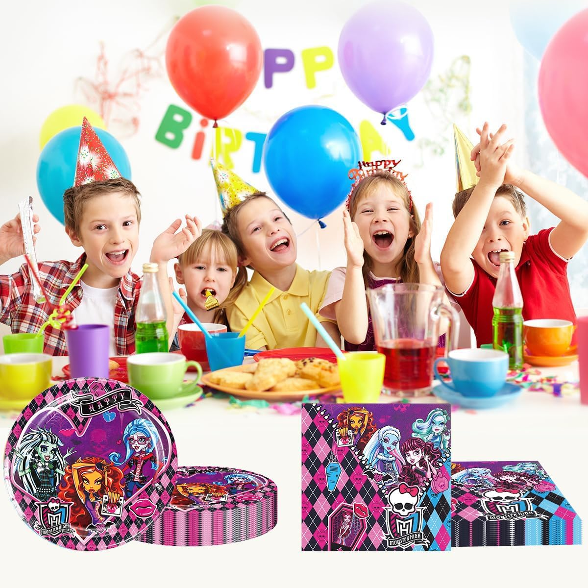 40Pack Monster-High Birthday Party Supplies Include 20 Plates, 20 Napkins for the Monster-High Party Decoration image number 2