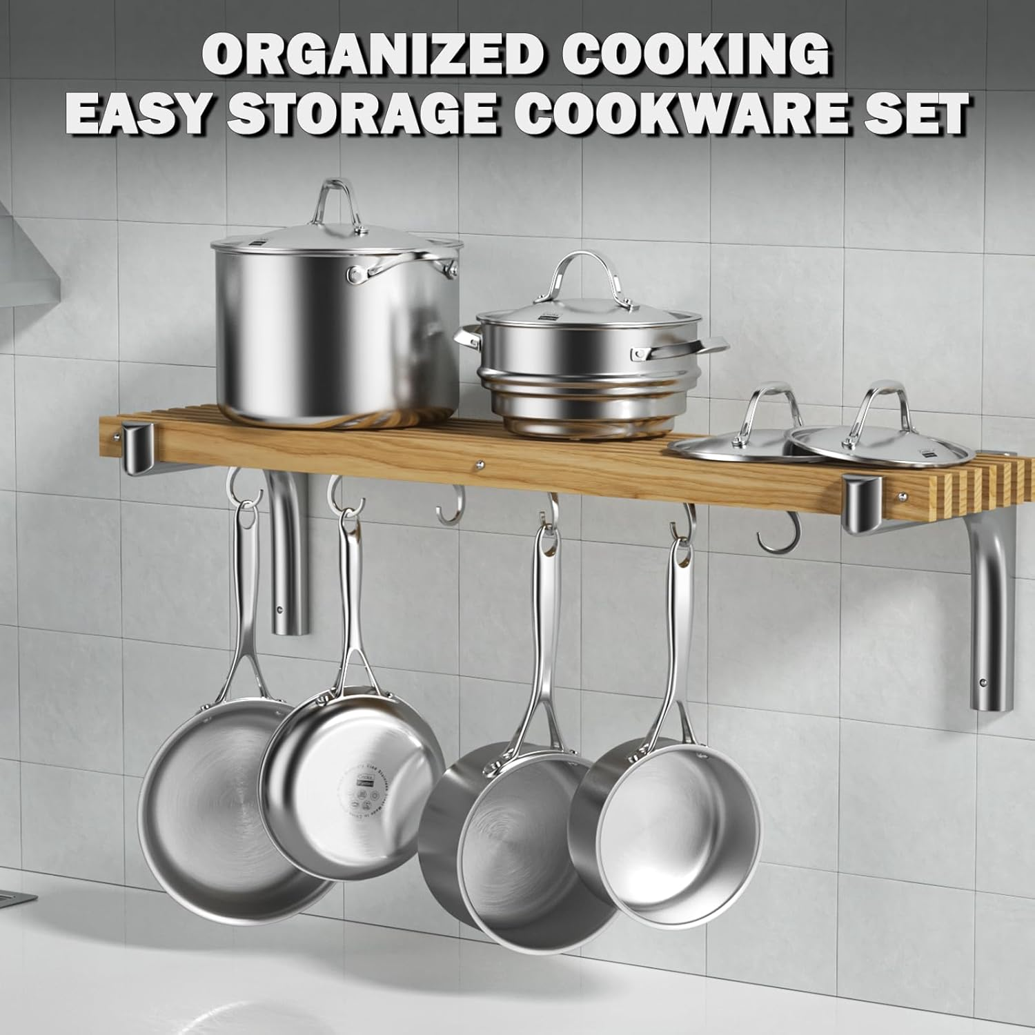 Cooks Standard 10-Piece Multi-Ply Clad Stainless Steel Cookware Set Silver 14.0X21.0X12.5 Inches