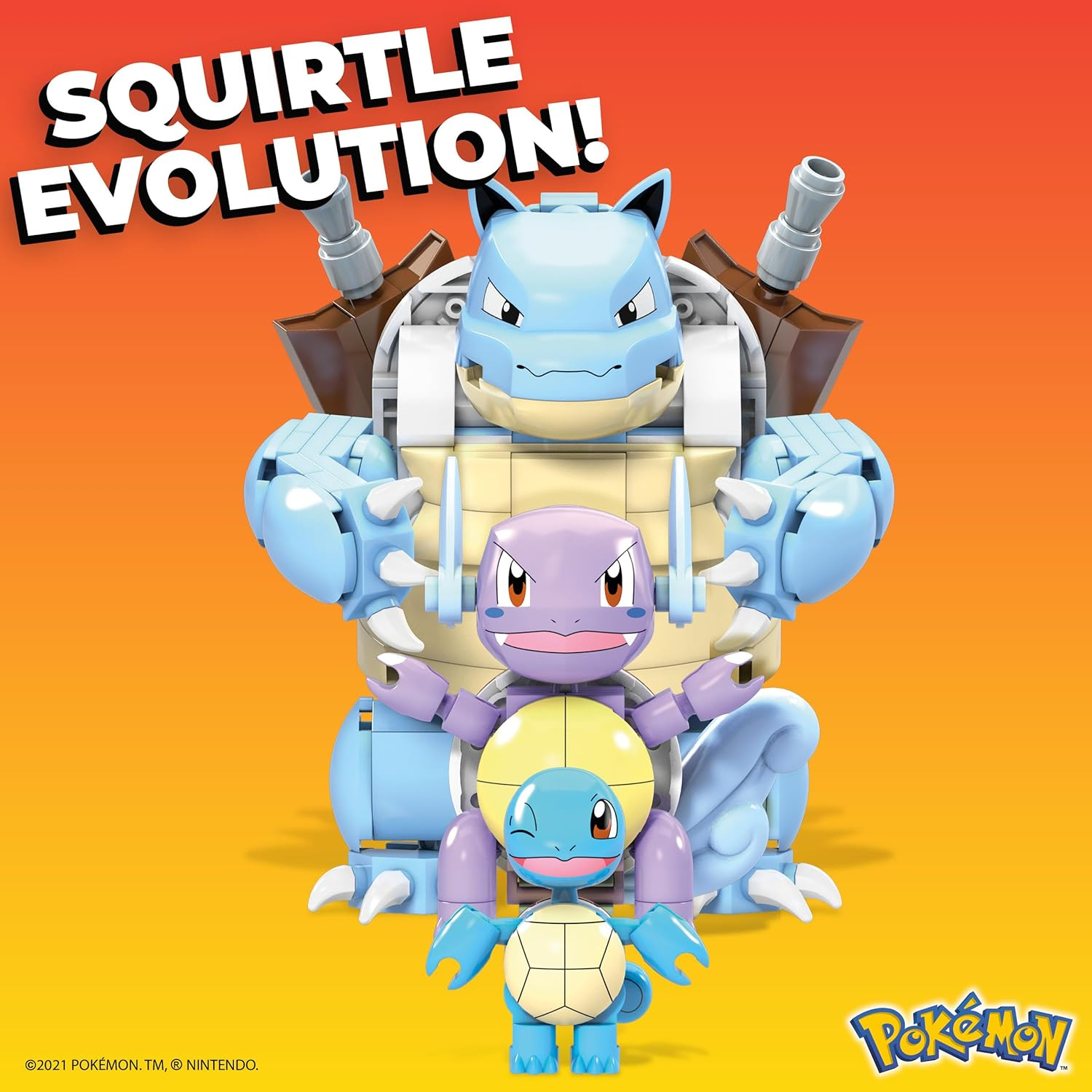 MEGA ​ Pok&eacute;mon Squirtle Evolution Building Set with 379 Bricks and Special Pieces, Toy Gift Set for Ages 8+ and Up, HDH93 image number 2