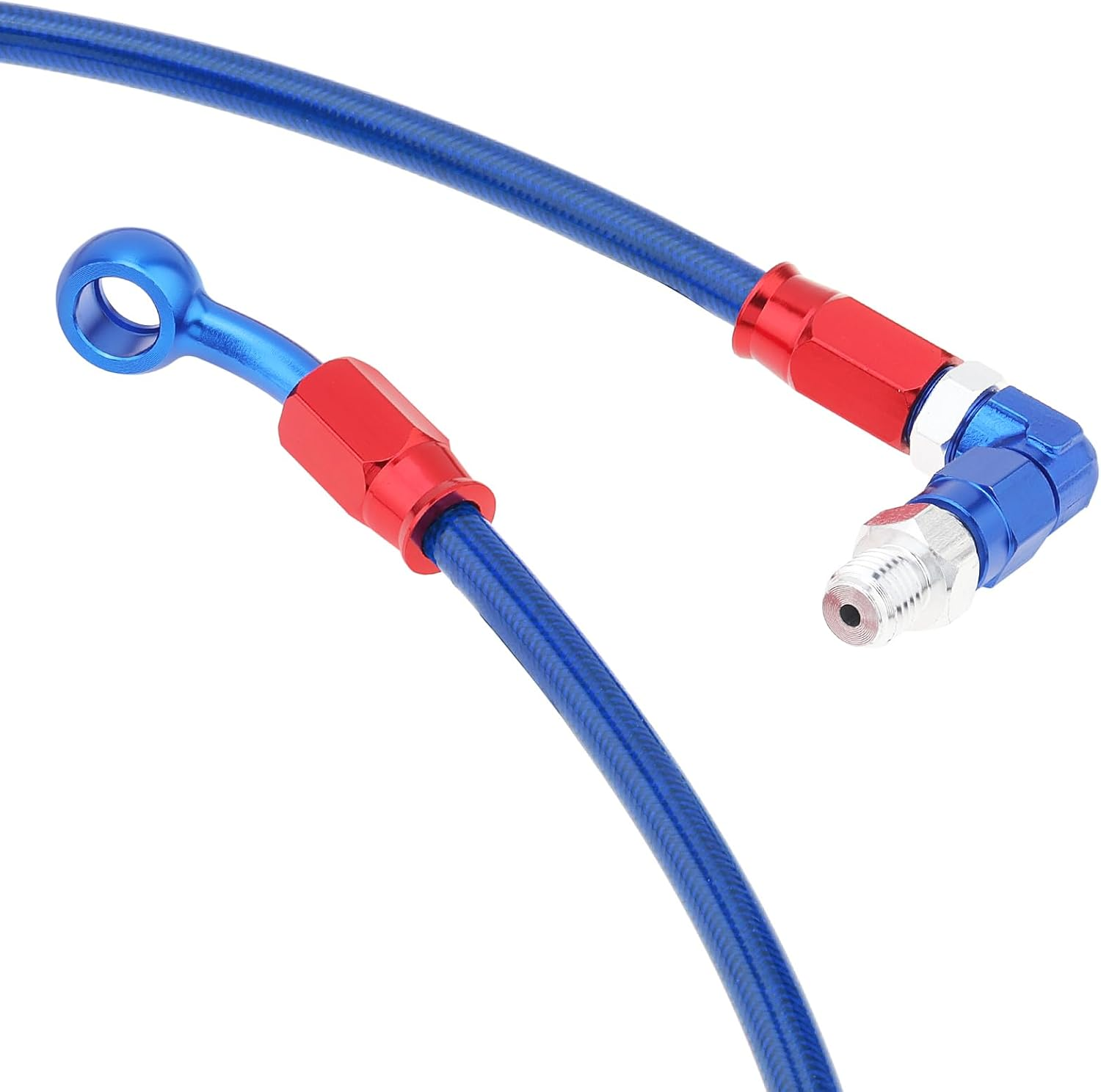 Windance 39Inch/100Cm 28 90 Degree M10 Brake Line Fit for Motorcycle Scooter ATV Dirt Pit Bike, Stainless Steel Braided Hydraulic Brake Oil Hose (Blue) image number 3