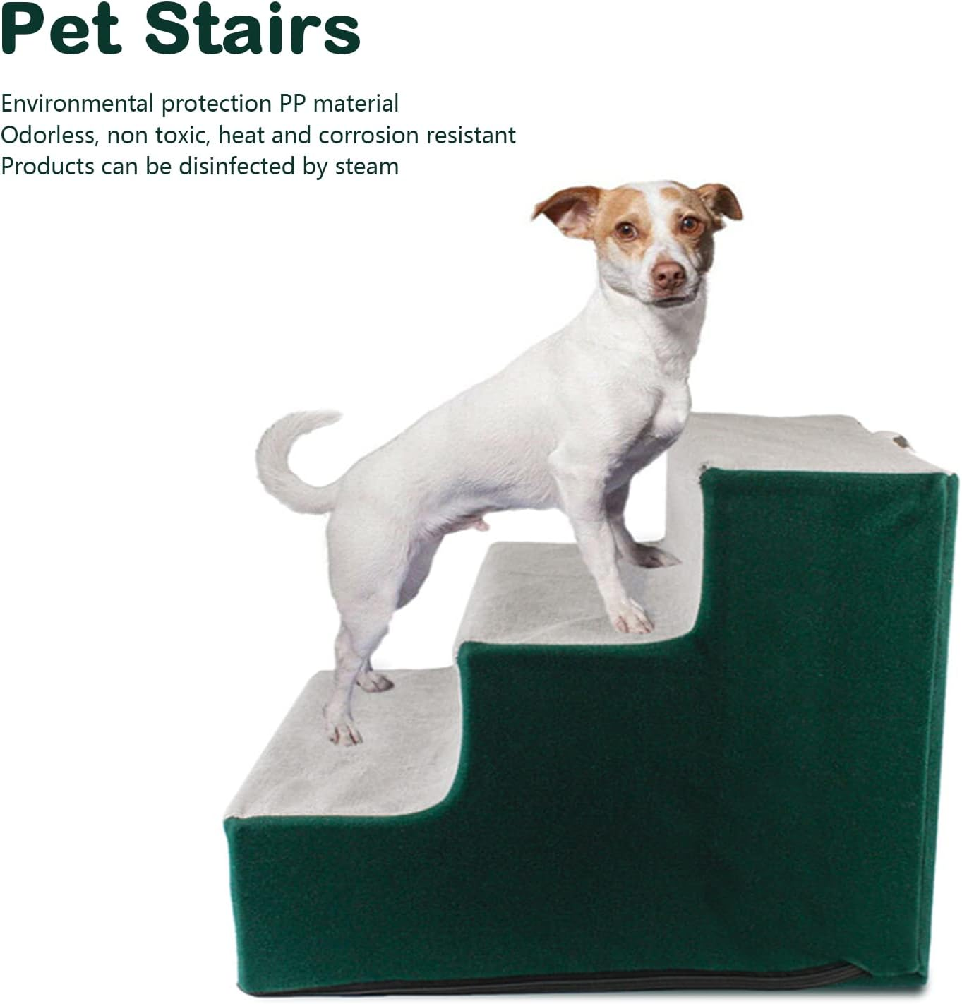 Pet Steps, Soft Plush Portable Pet Stairs with Removable Washable Cover, Non Slip Dog Stairs Folding Pet Stairs for Small Dogs Cats Pets image number 3