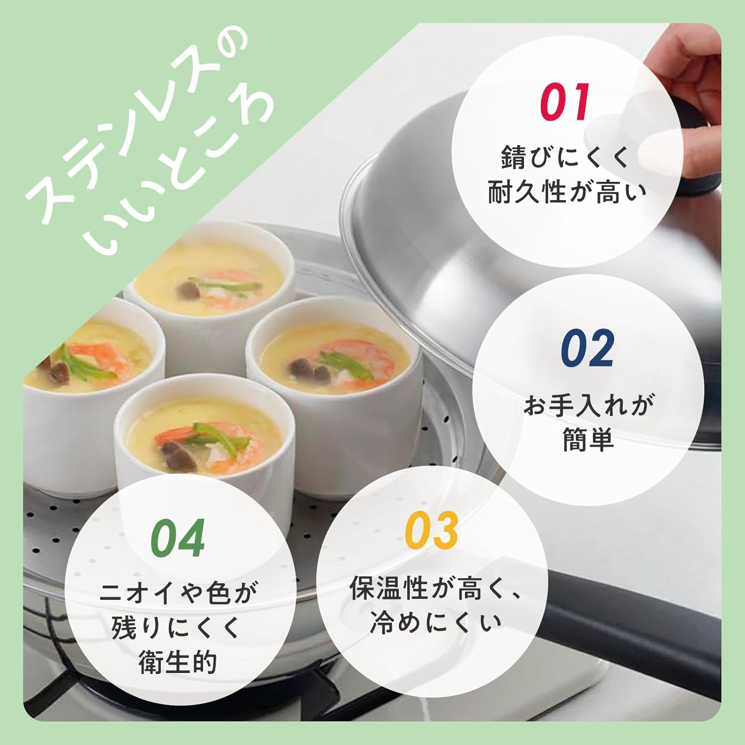 Yoshikawa SJ2967 Double-Handed Pot, Two-Stage Steamer, Stainless Steel, 7.9 Inches (20 Cm), Gas Fire, Induction Compatible, Steamed Food