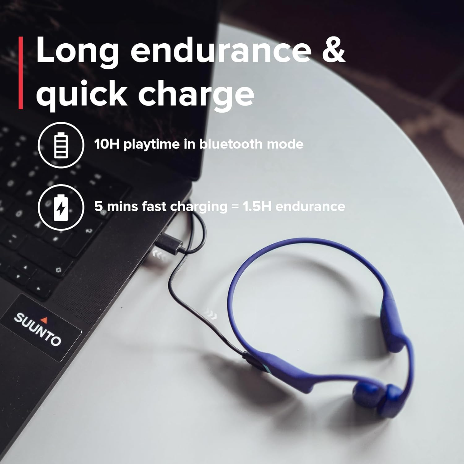SUUNTO Aqua Light Open-Ear Bluetooth Headphones and 32GB MP3 Player, Bone Conduction Tech Built for Running and Swimming, IP68 Waterproof, 10H Playtime W/App Support (Reef Blue)