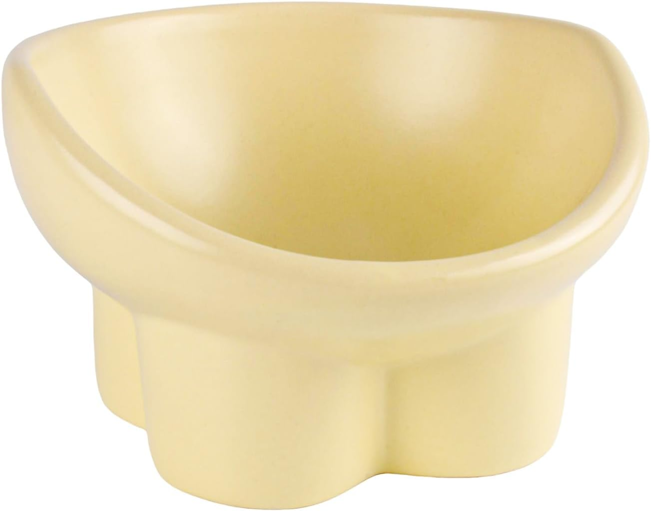 Ceramic Cat Bowl Elevated 5.7In anti Vomit Raised Cat Bowl Yellow round Design Comfortable Feeding Bowl for Cats and Small Pets image number 1
